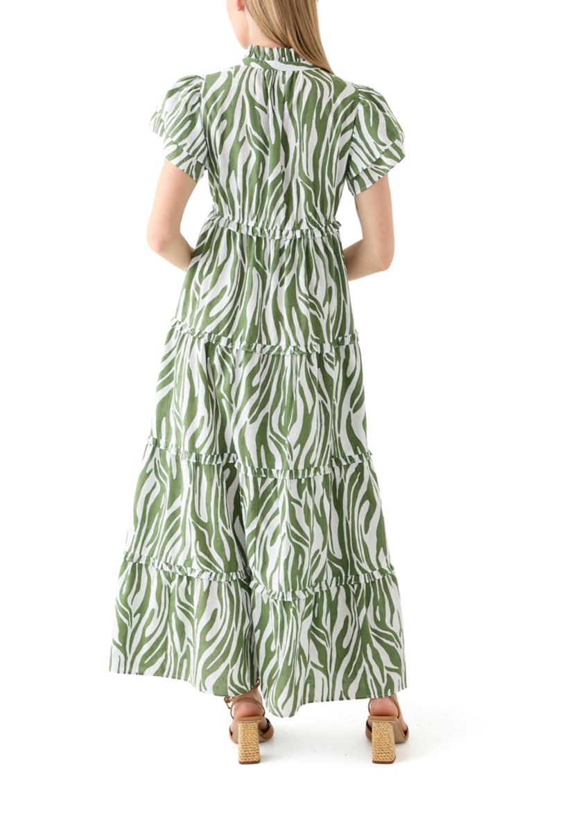 Petite Flutter Sleeve Printed Maxi Dress