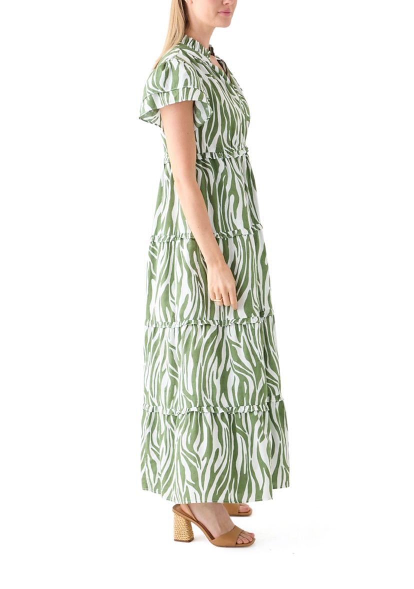 Petite Flutter Sleeve Printed Maxi Dress