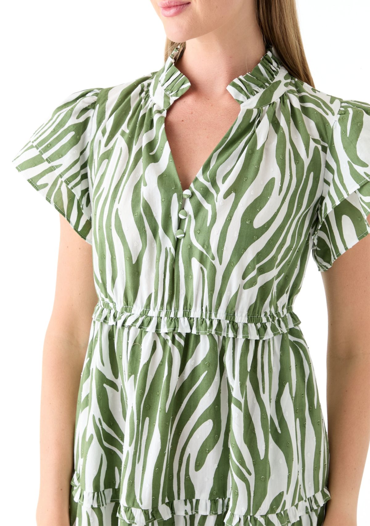 Petite Flutter Sleeve Printed Maxi Dress