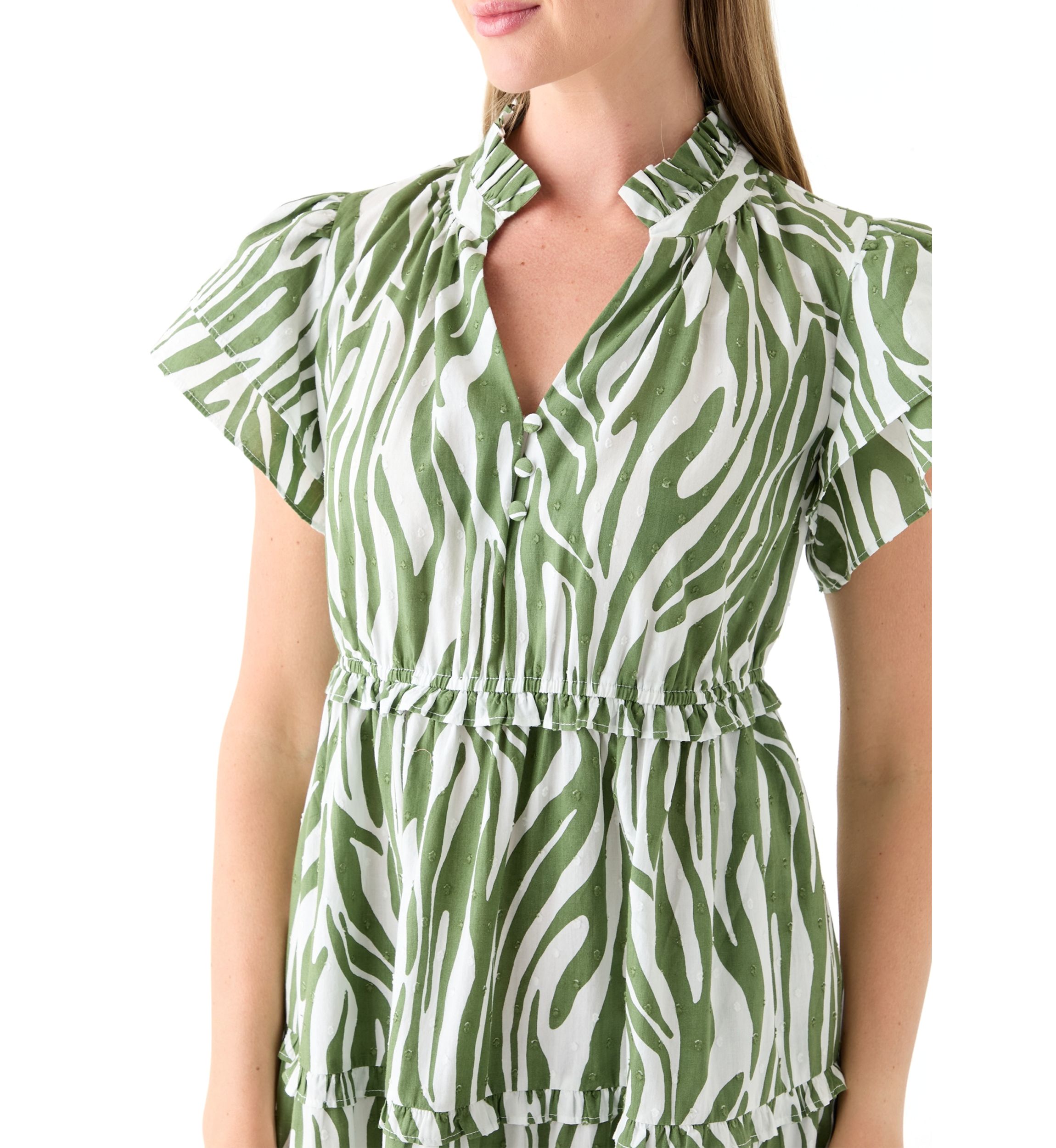 Petite Flutter Sleeve Printed Maxi Dress