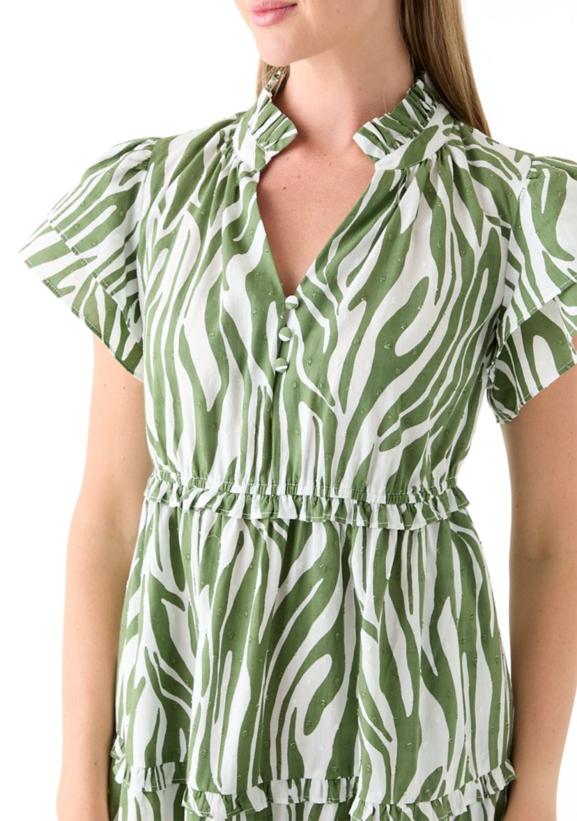 Petite Flutter Sleeve Printed Maxi Dress