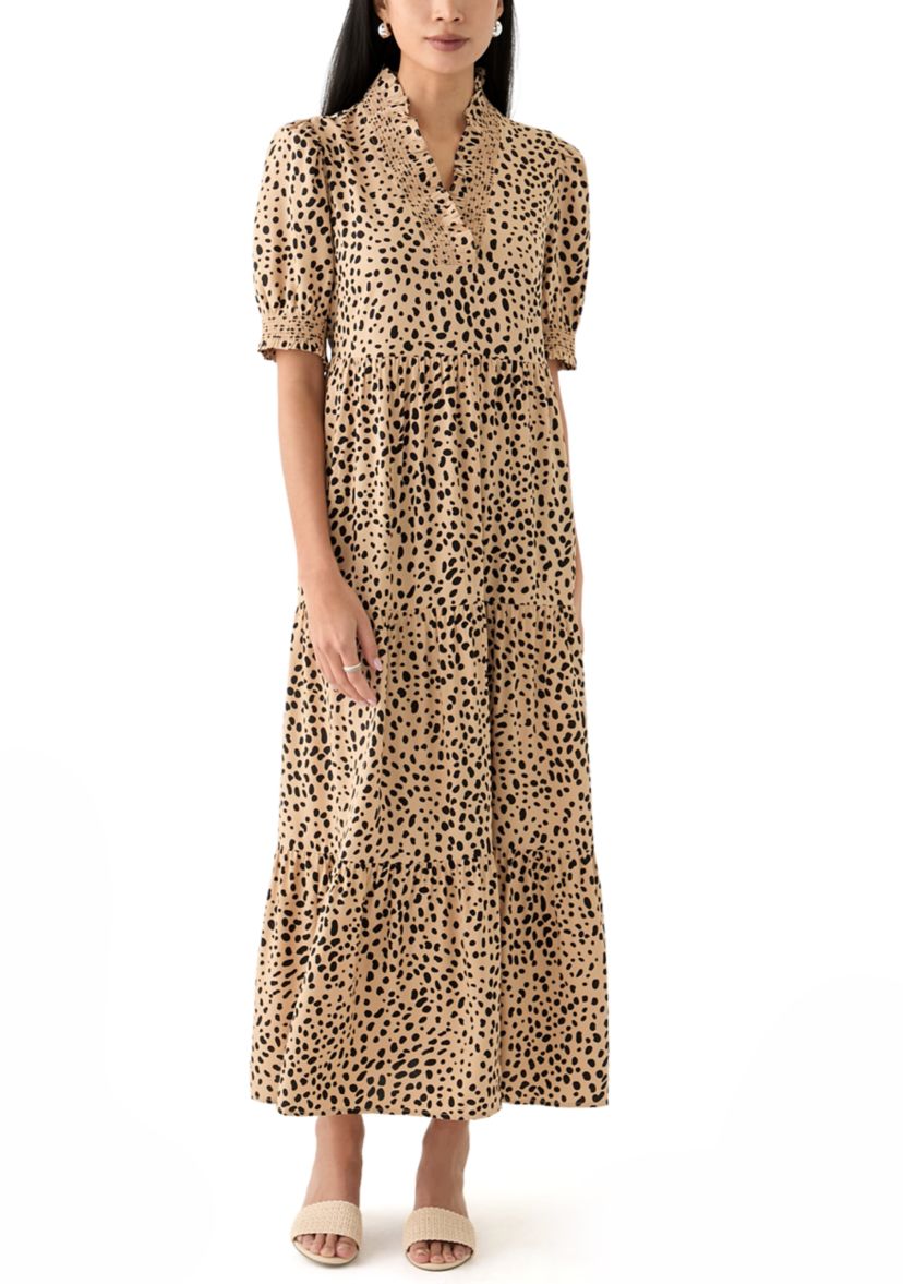 Petite Puff Sleeve Ruffle Neck Dress