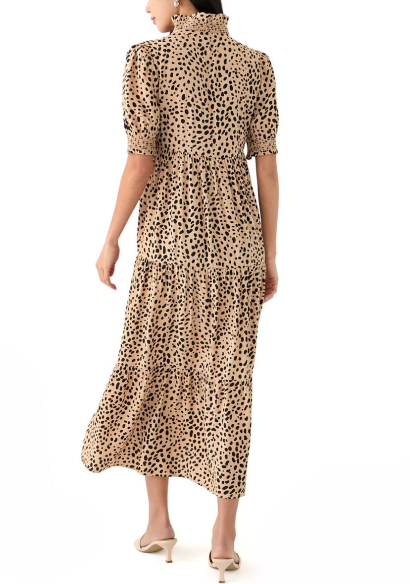 Petite Puff Sleeve Ruffle Neck Dress