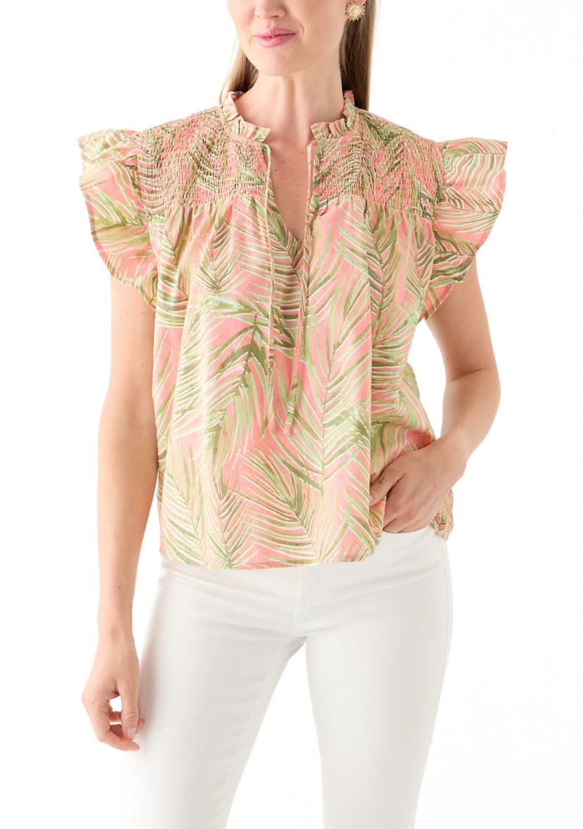 Petite Flutter Sleeve Printed Top 