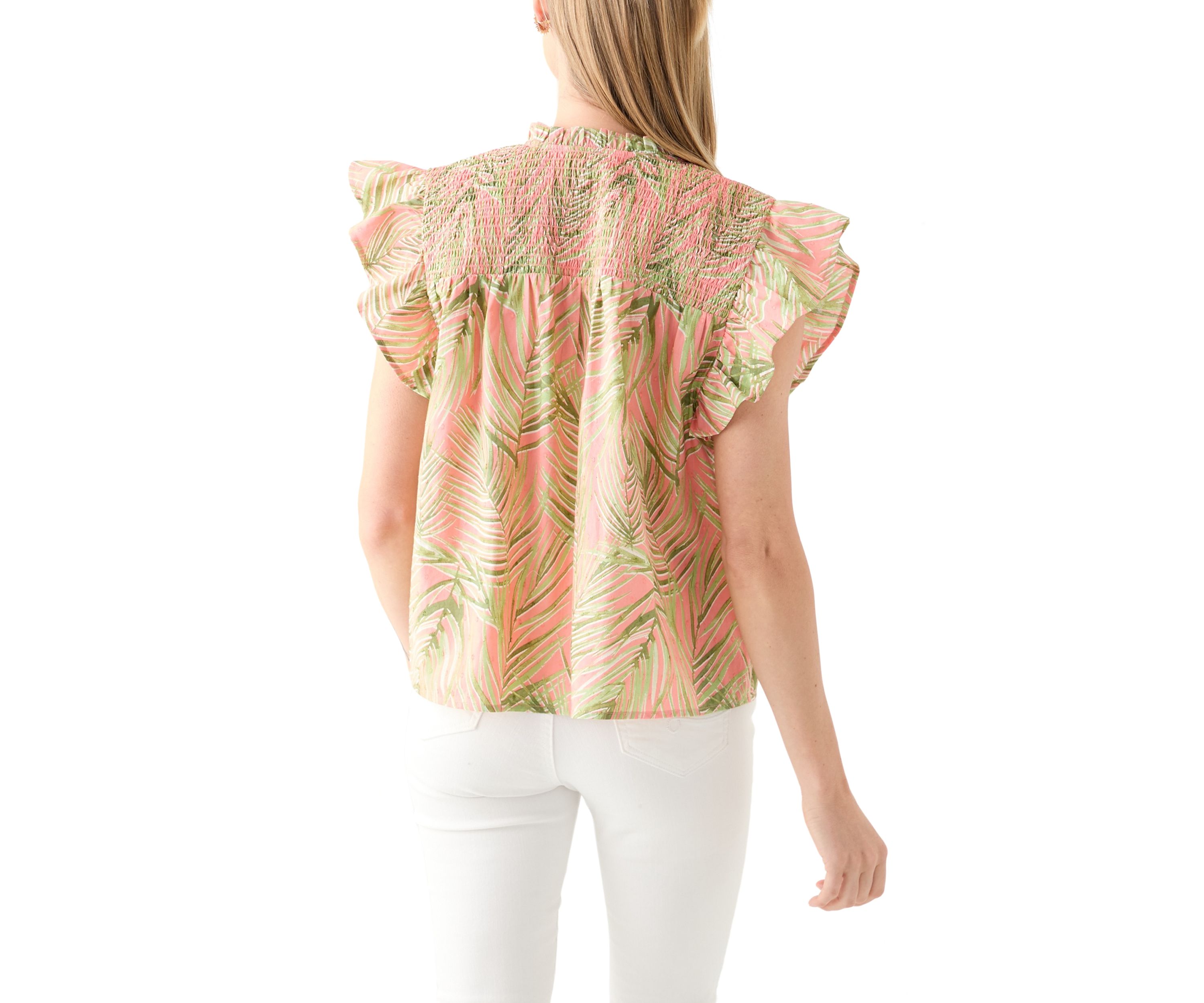 Petite Flutter Sleeve Printed Top 