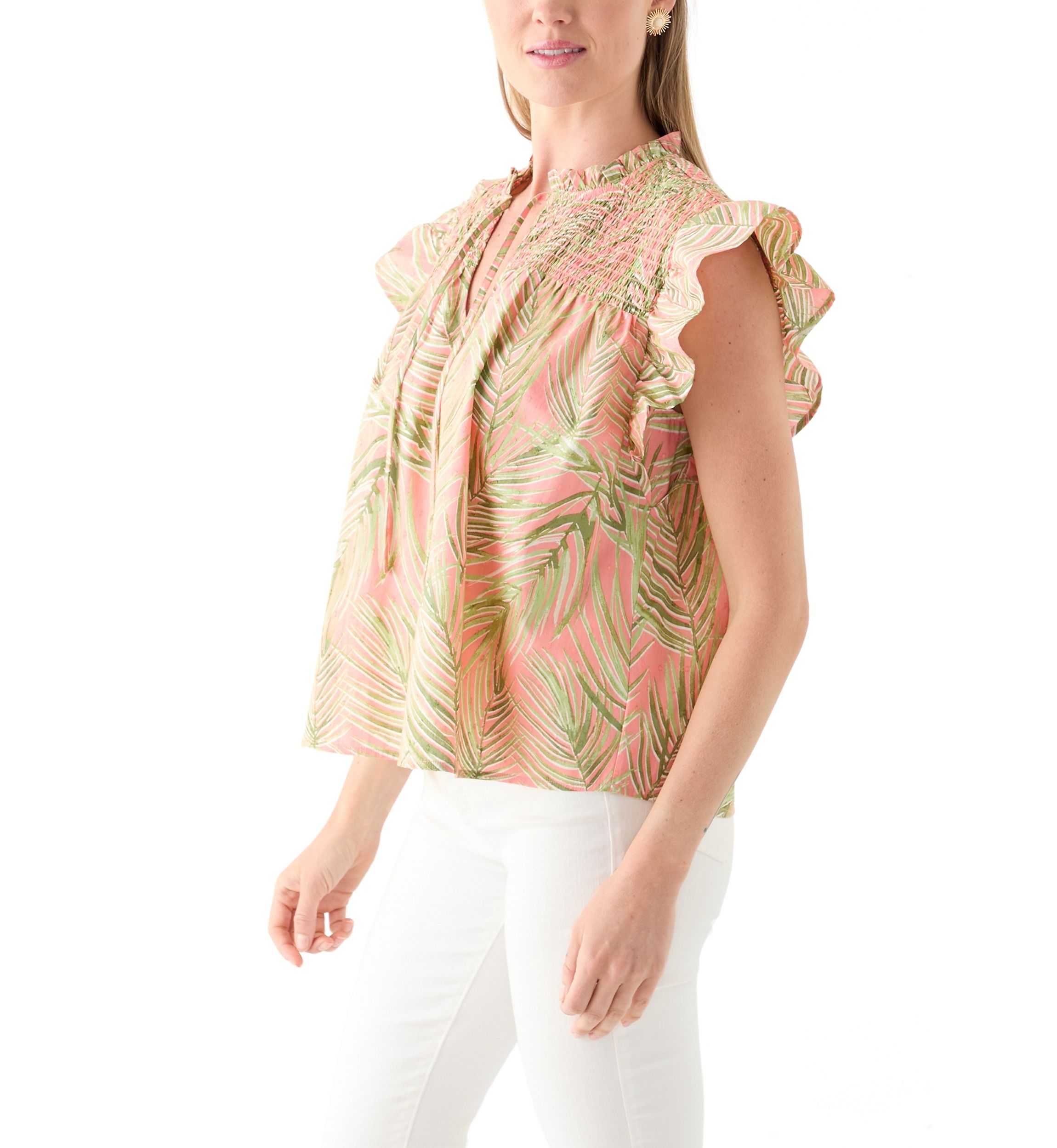 Petite Flutter Sleeve Printed Top 