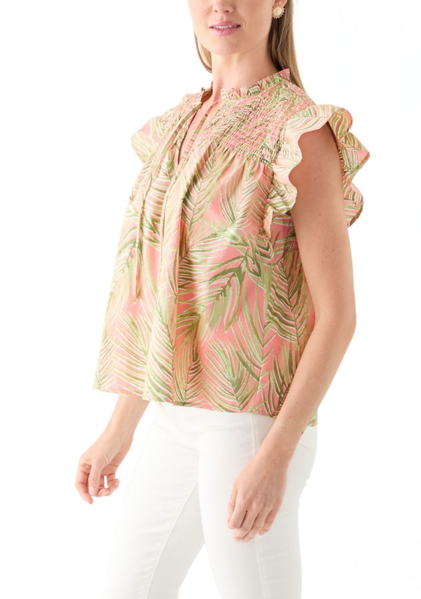 Petite Flutter Sleeve Printed Top 