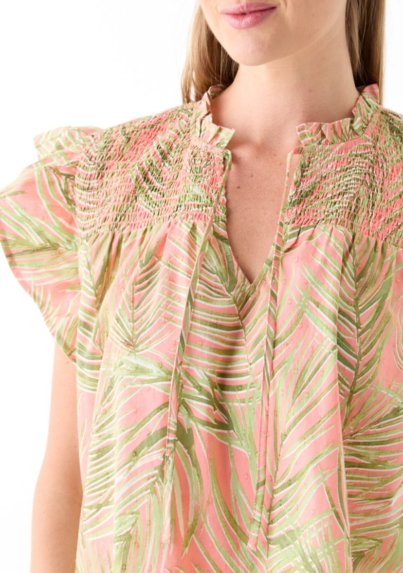 Petite Flutter Sleeve Printed Top 