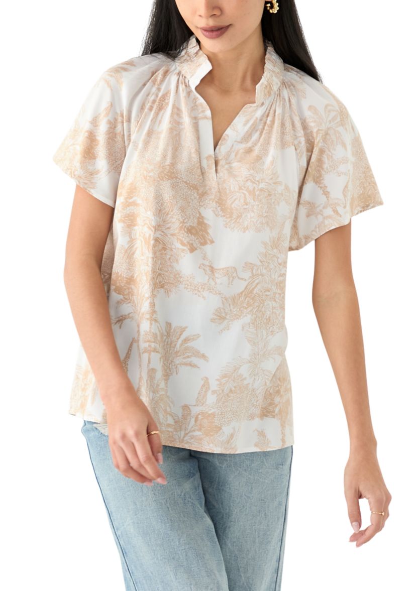 Petite Flutter Sleeve Peasant Top