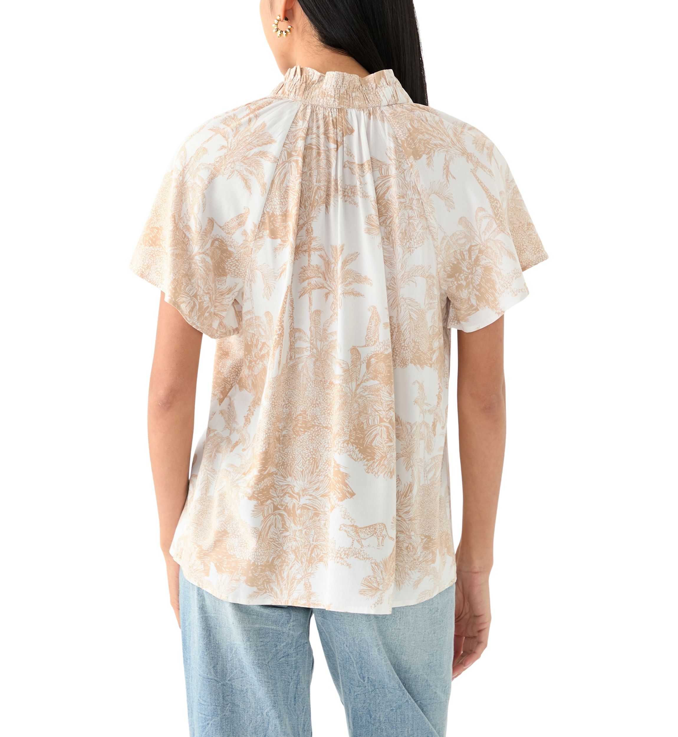 Petite Flutter Sleeve Peasant Top