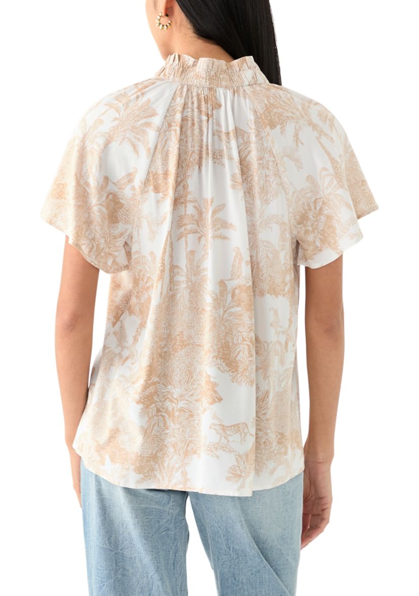 Petite Flutter Sleeve Peasant Top