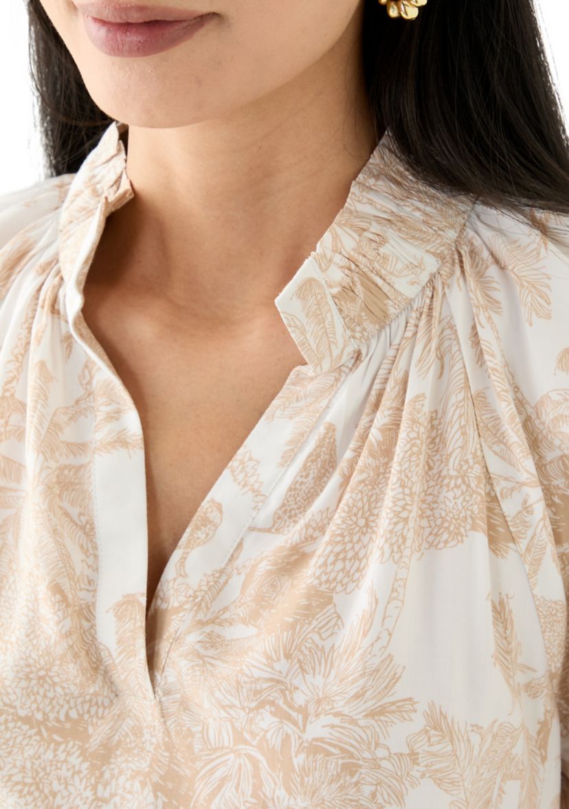 Petite Flutter Sleeve Peasant Top