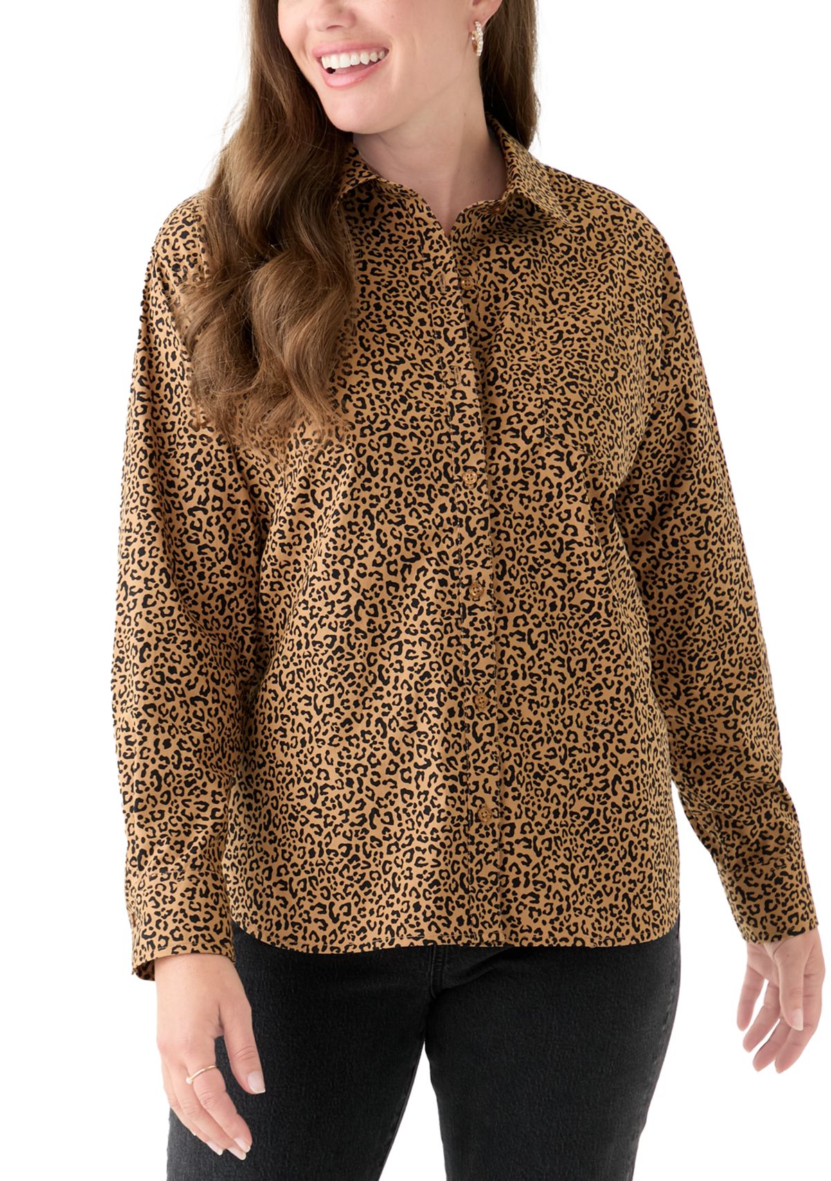 Petite Printed Boyfriend Shirt