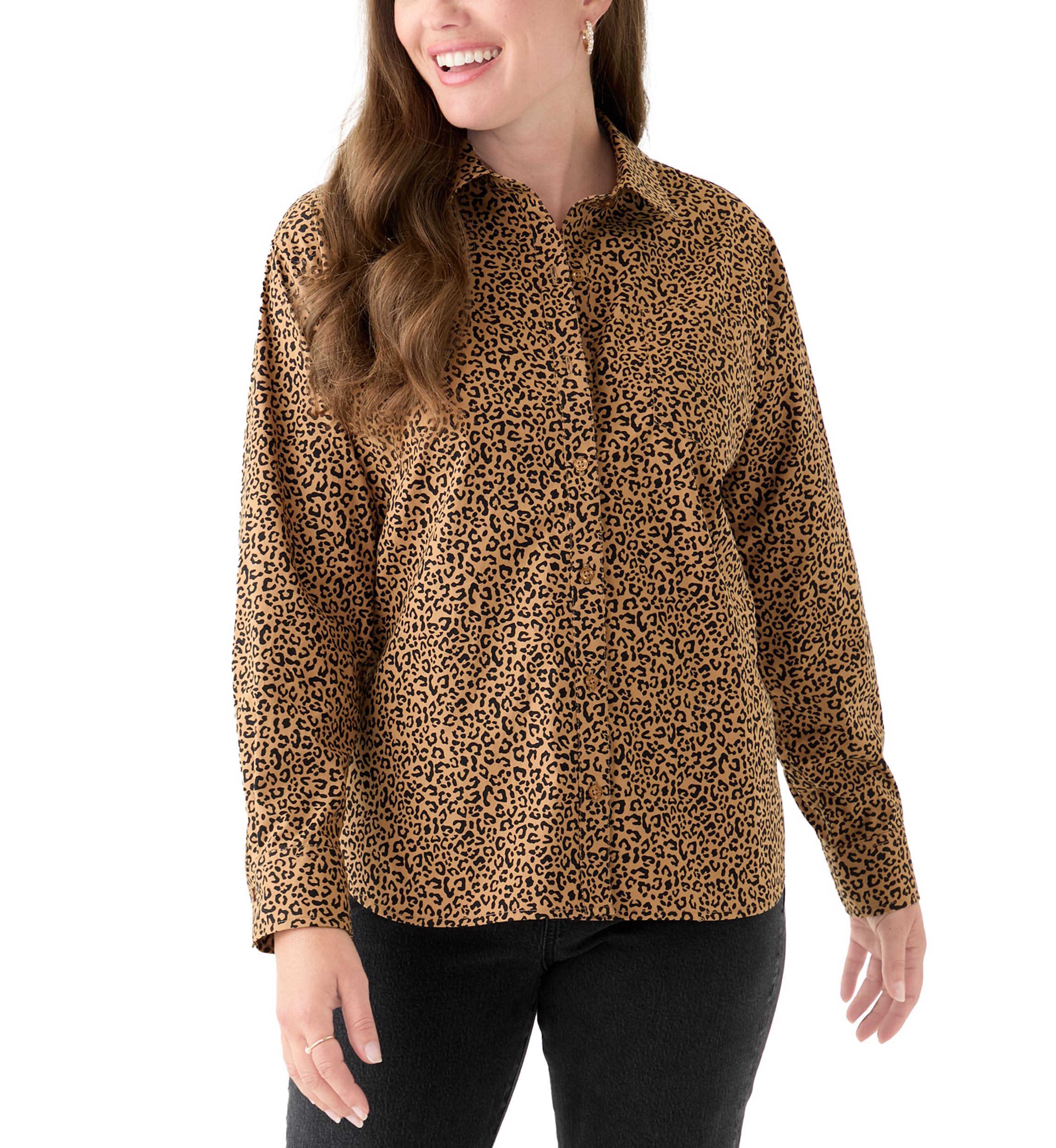 Petite Printed Boyfriend Shirt