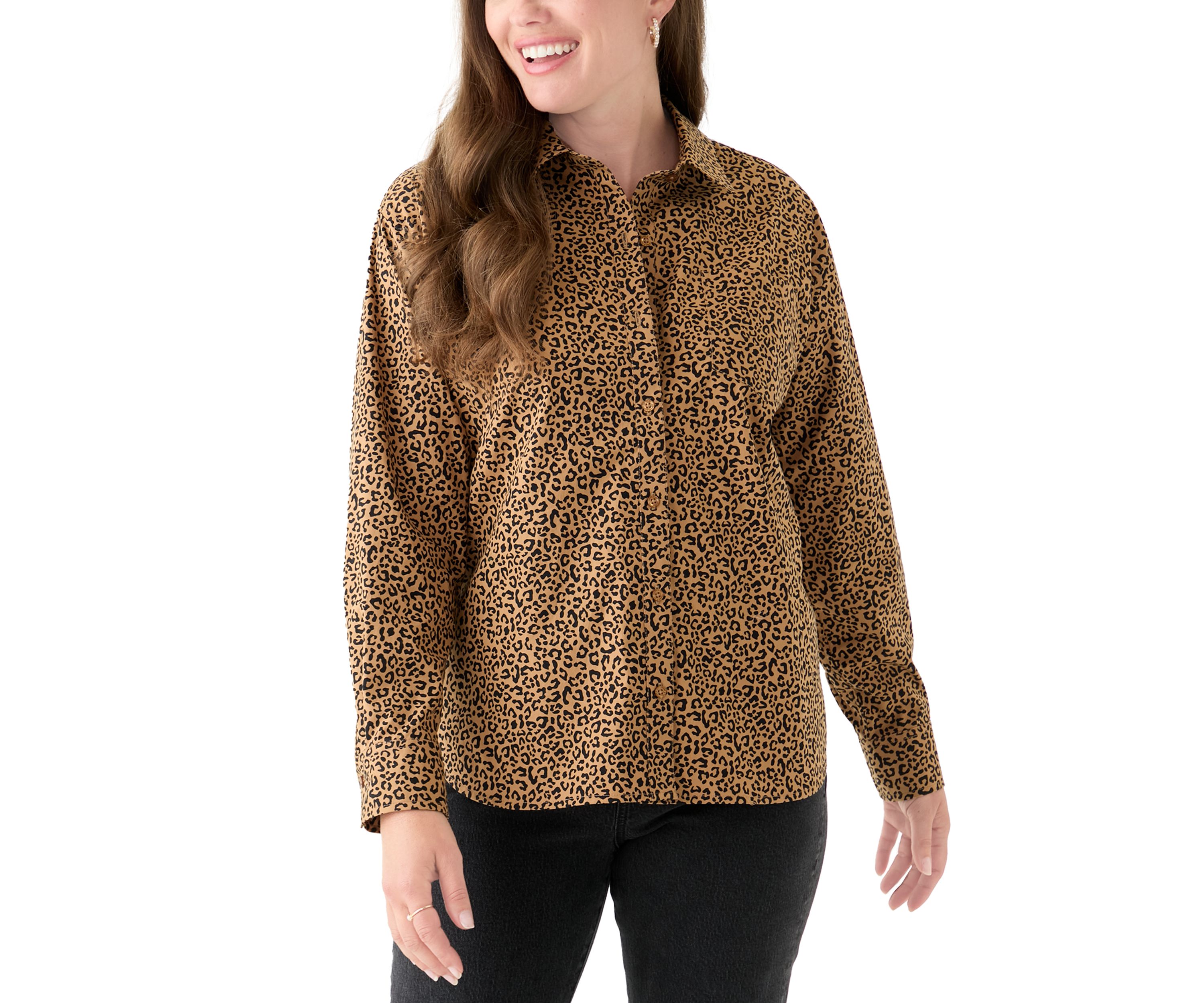 Petite Printed Boyfriend Shirt