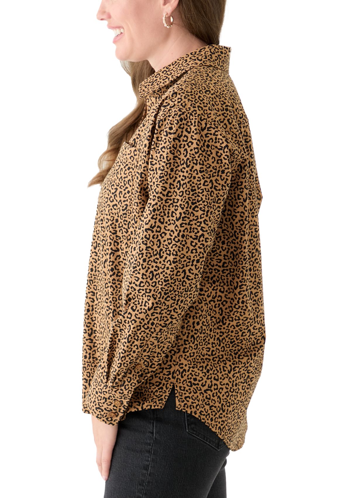 Petite Printed Boyfriend Shirt