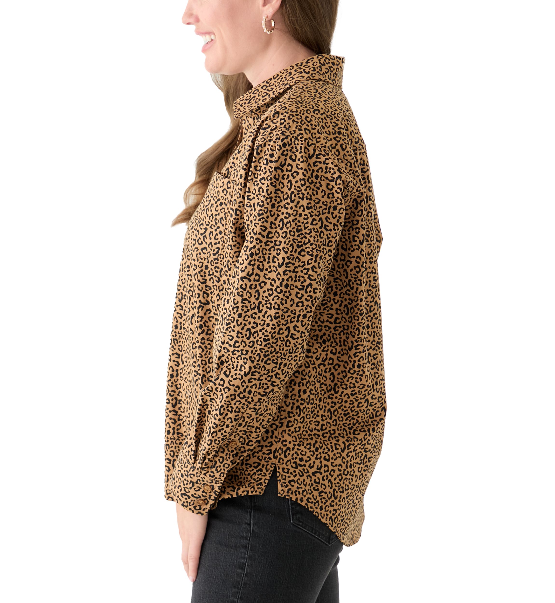 Petite Printed Boyfriend Shirt