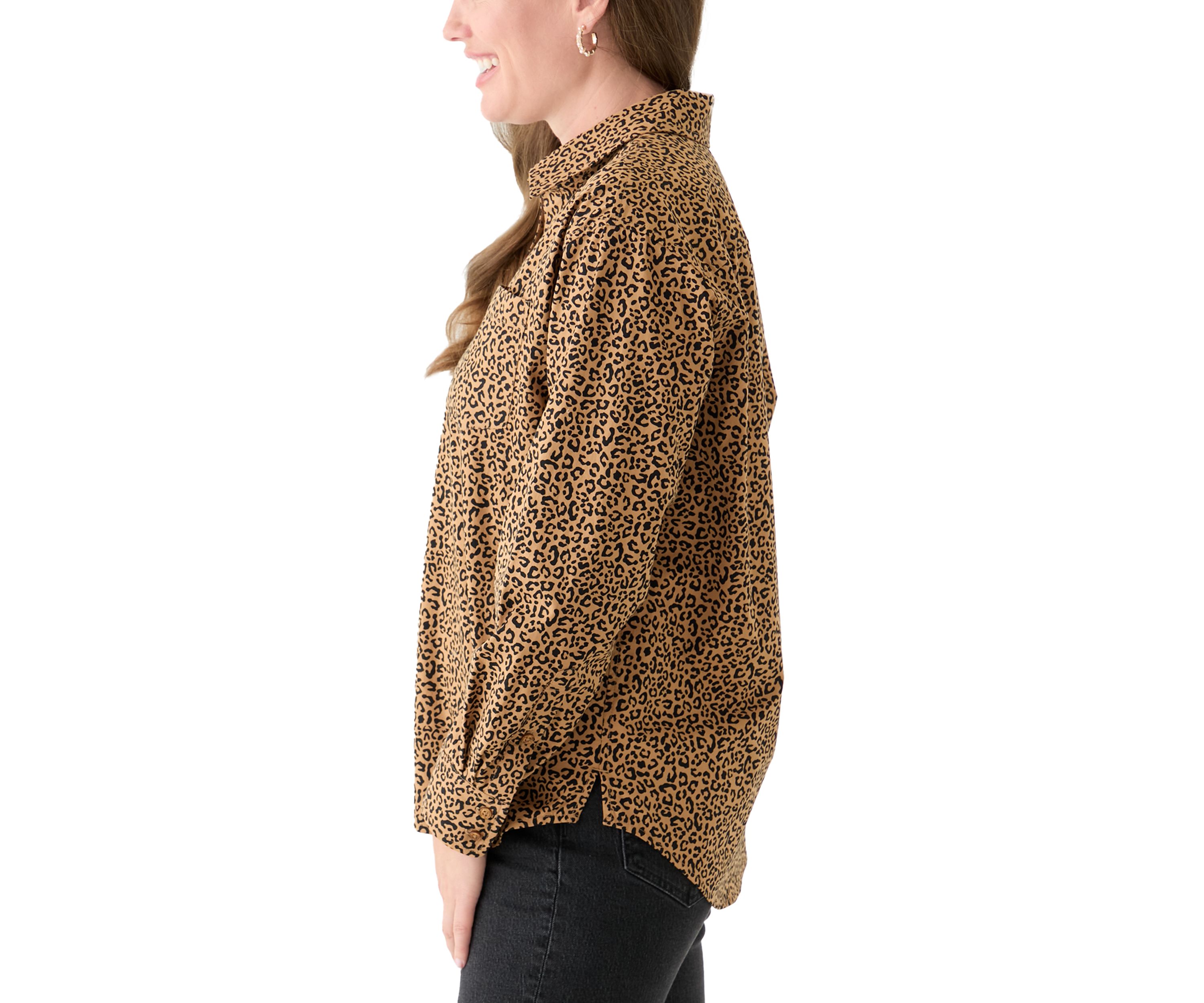 Petite Printed Boyfriend Shirt