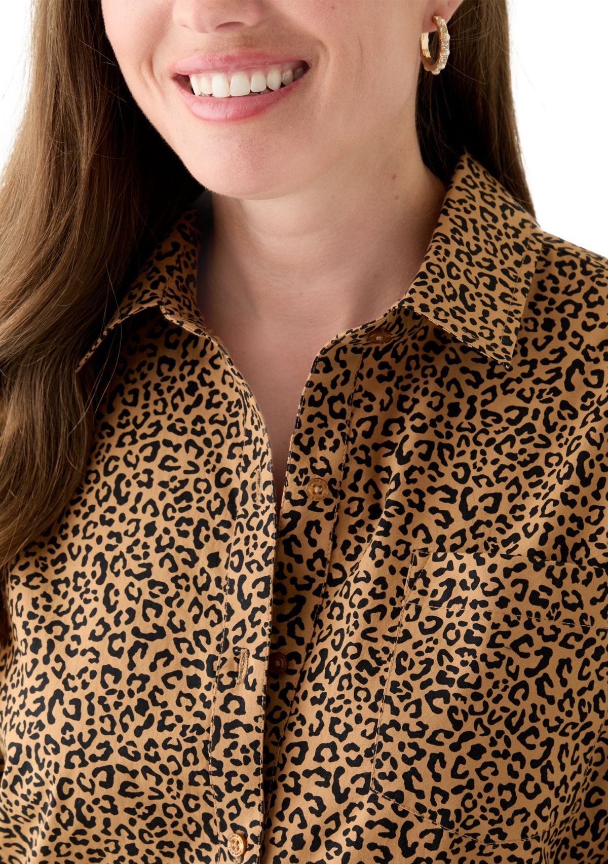 Petite Printed Boyfriend Shirt