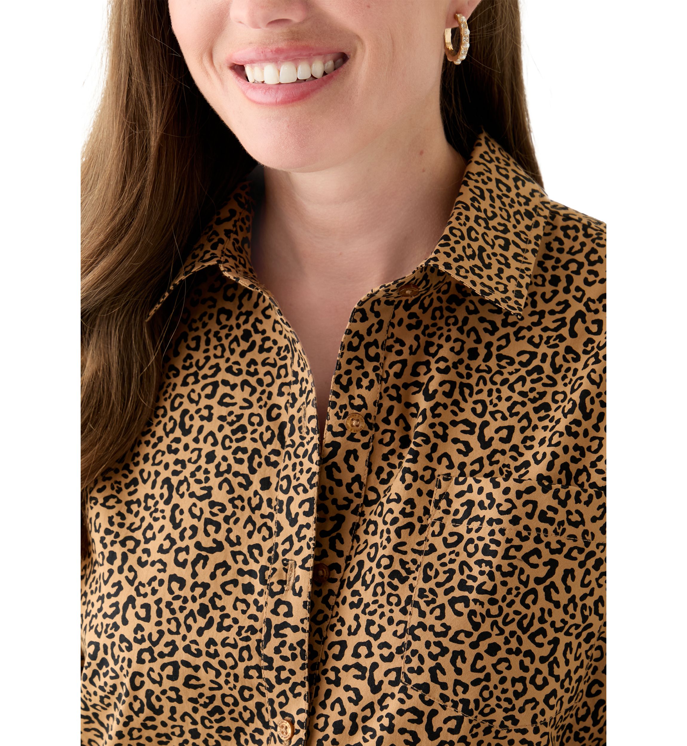 Petite Printed Boyfriend Shirt