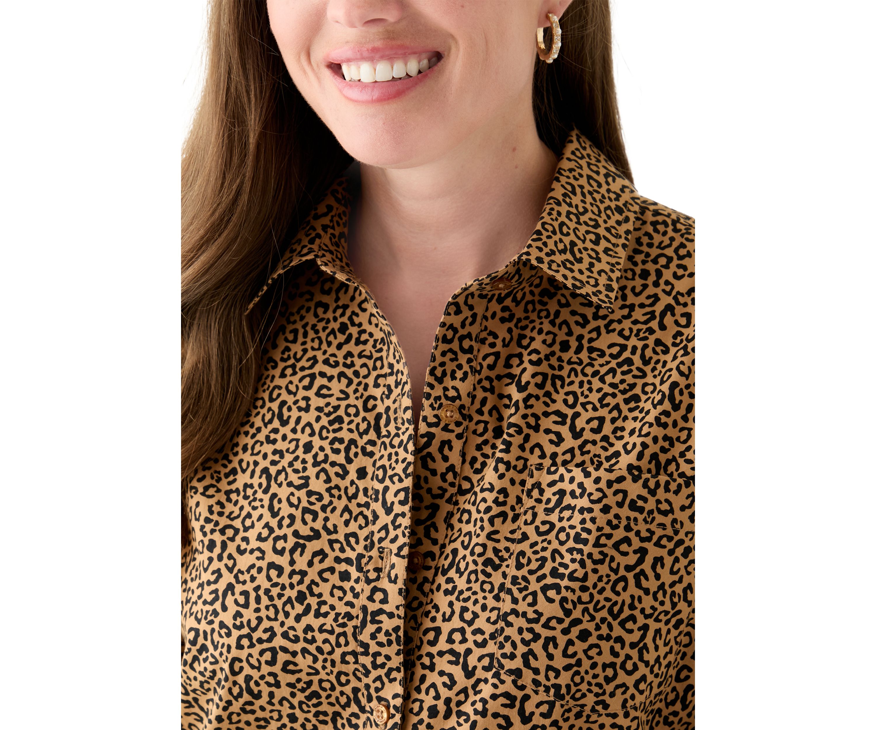 Petite Printed Boyfriend Shirt