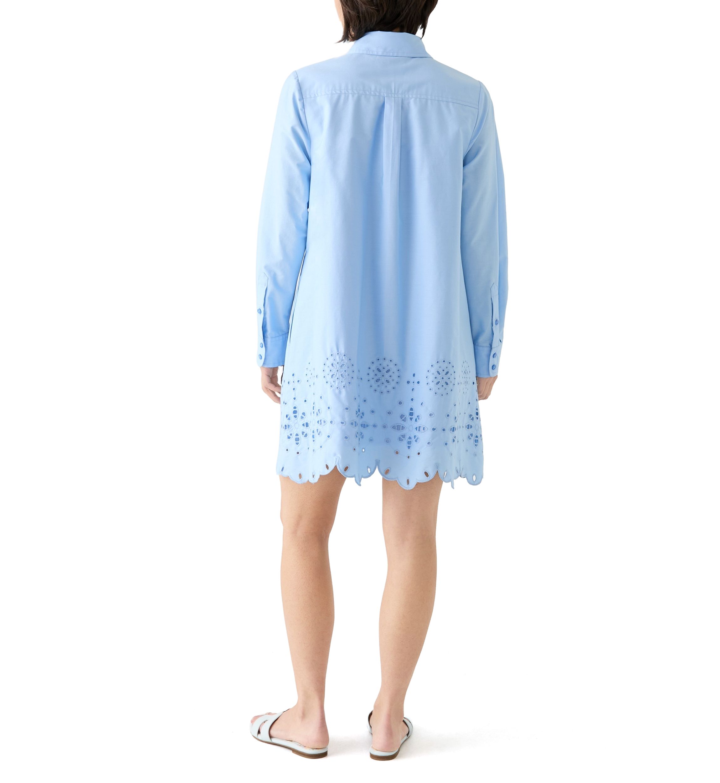 Petite Long Sleeve Eyelet Shirtdress