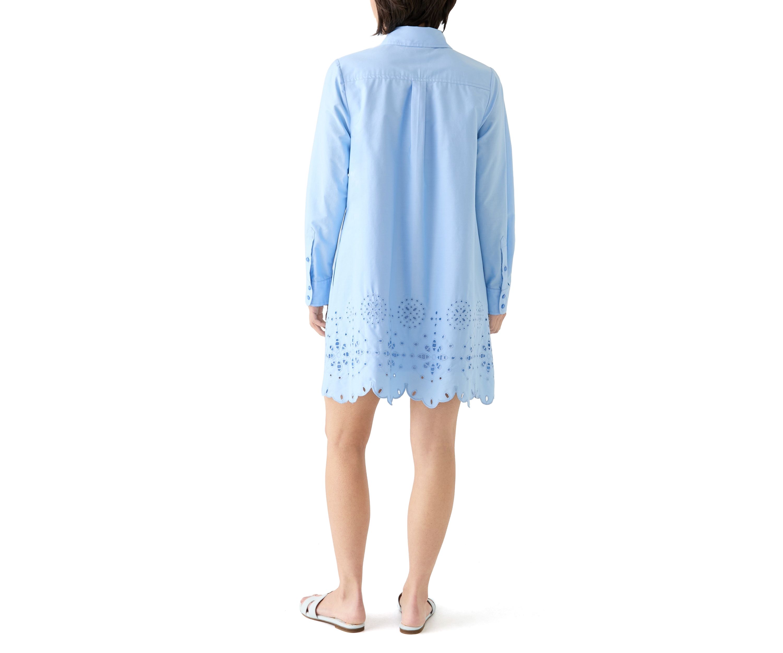 Petite Long Sleeve Eyelet Shirtdress