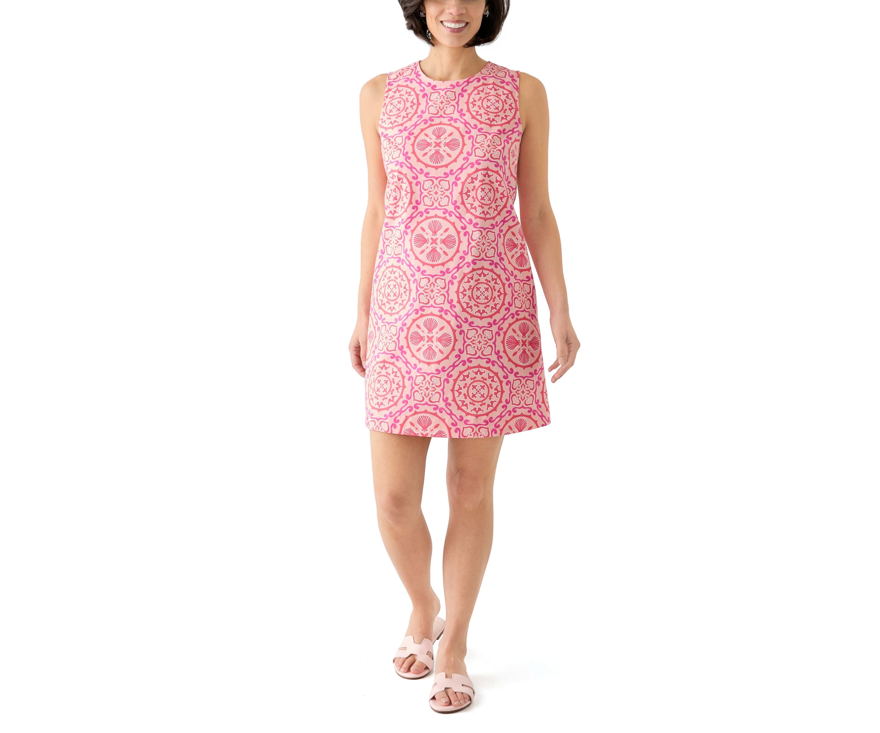 Petite Sleeveless Printed Straight Dress