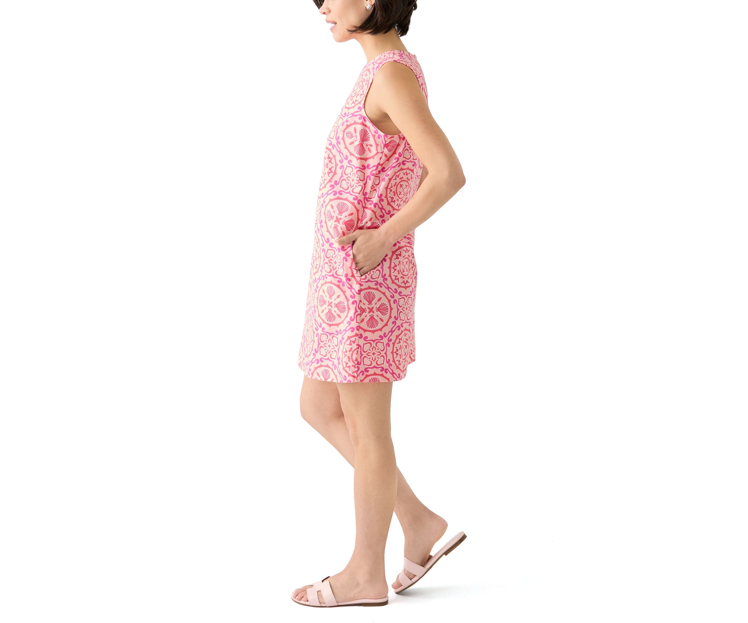 Petite Sleeveless Printed Straight Dress