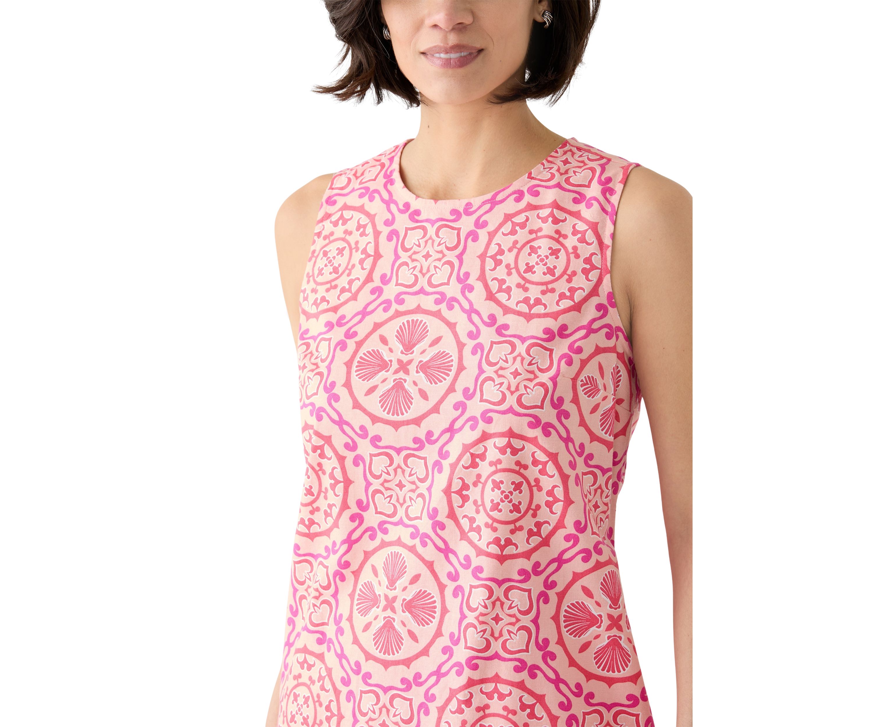 Petite Sleeveless Printed Straight Dress