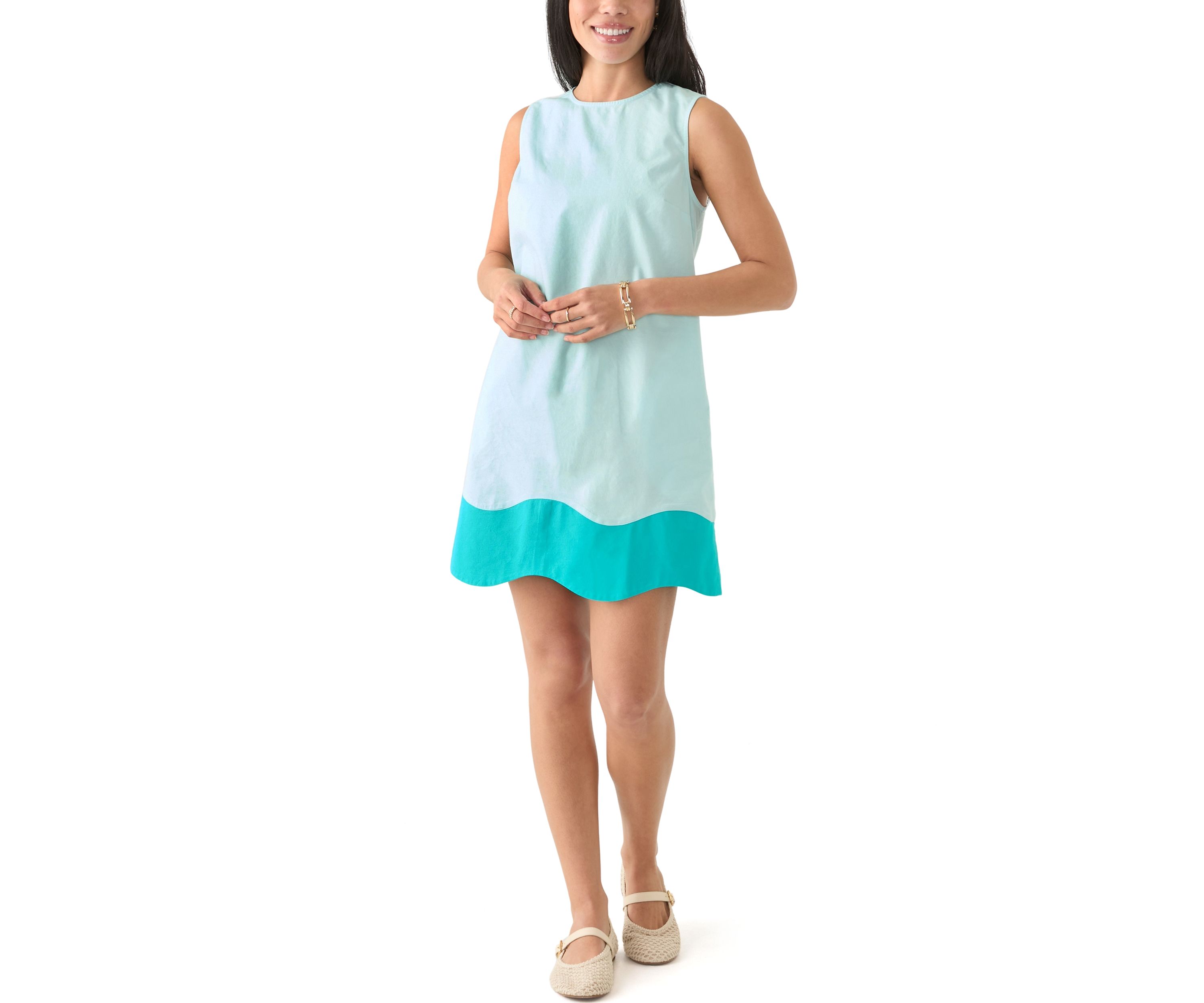 Petite Sleeveless Color Block Dress