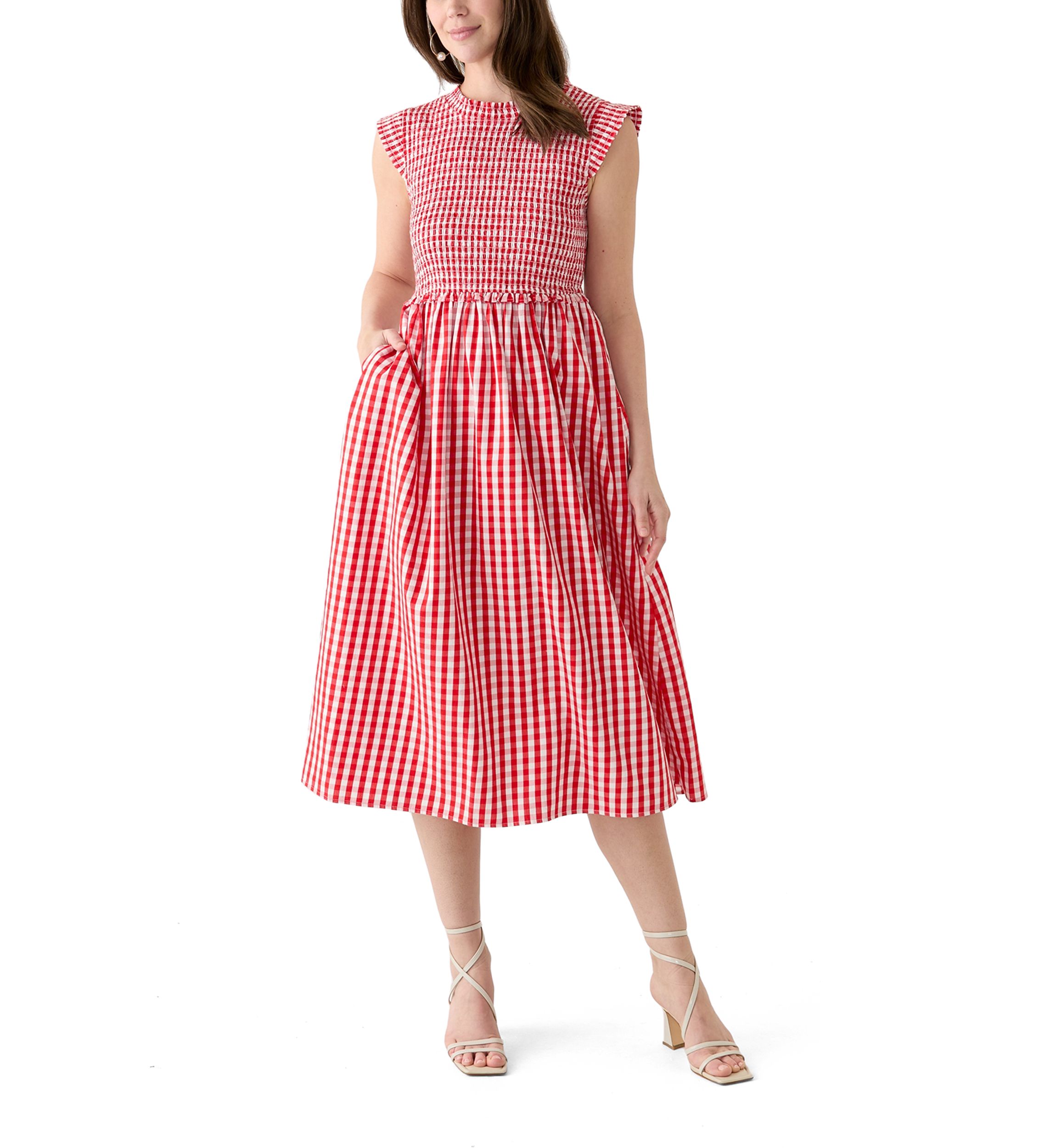 Petite Sleeveless Smocked Midi Dress 