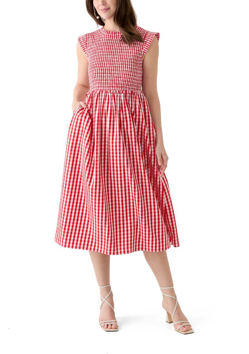 Petite Sleeveless Smocked Midi Dress 
