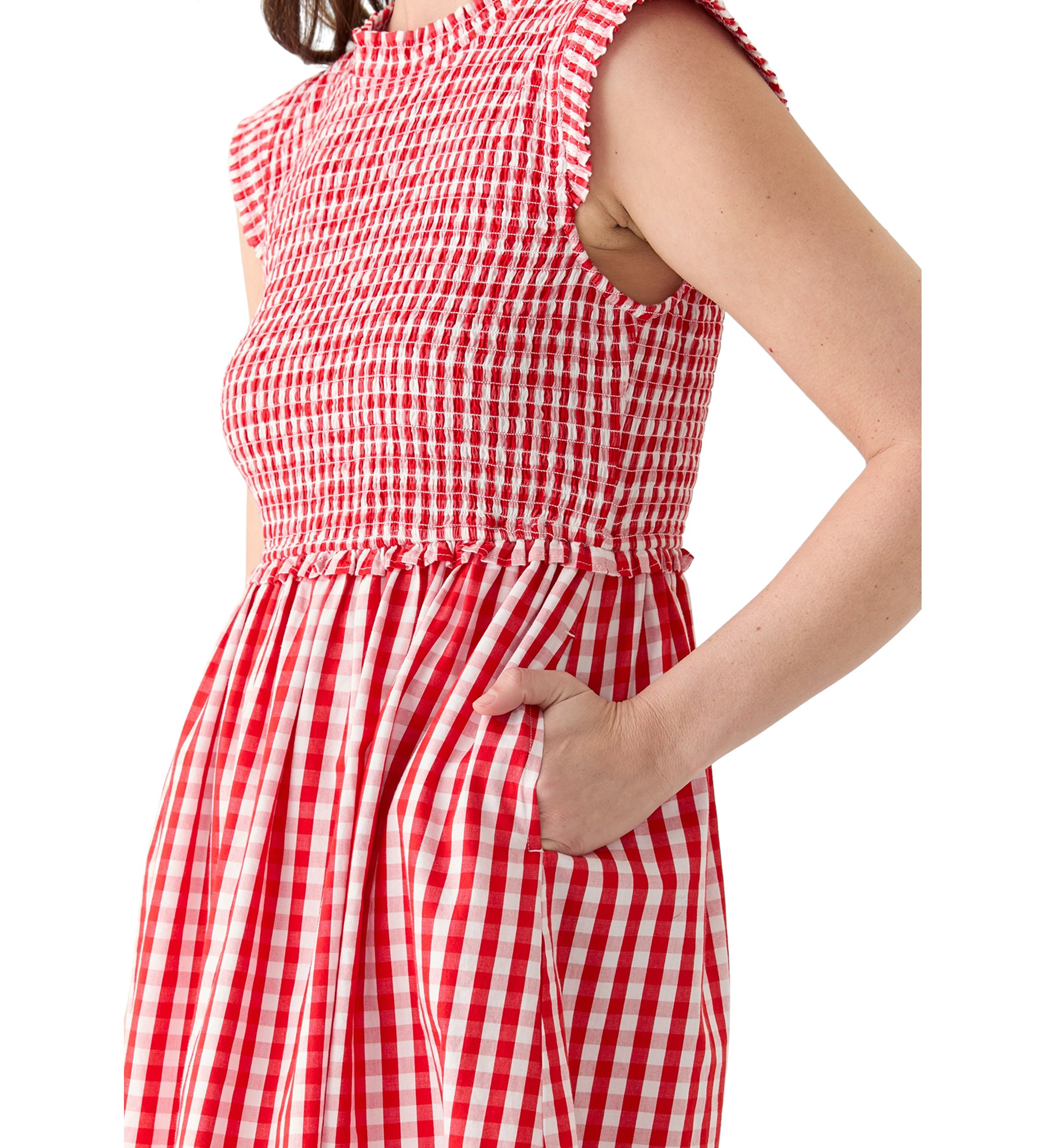Petite Sleeveless Smocked Midi Dress 