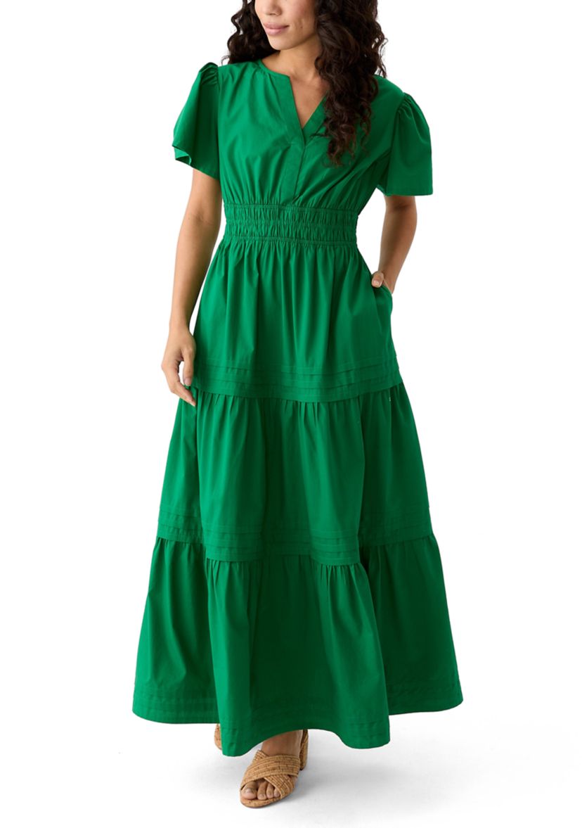 Petite Puff Sleeve Tiered Maxi Dress