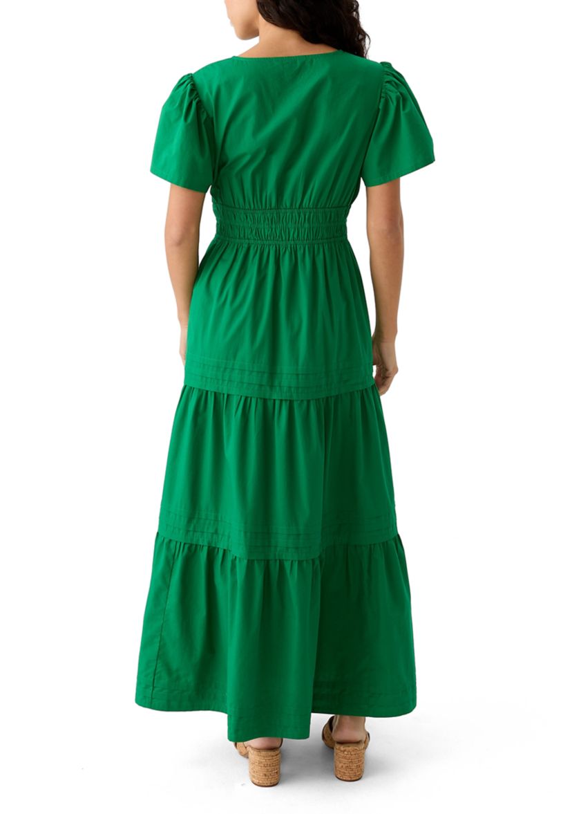 Petite Puff Sleeve Tiered Maxi Dress