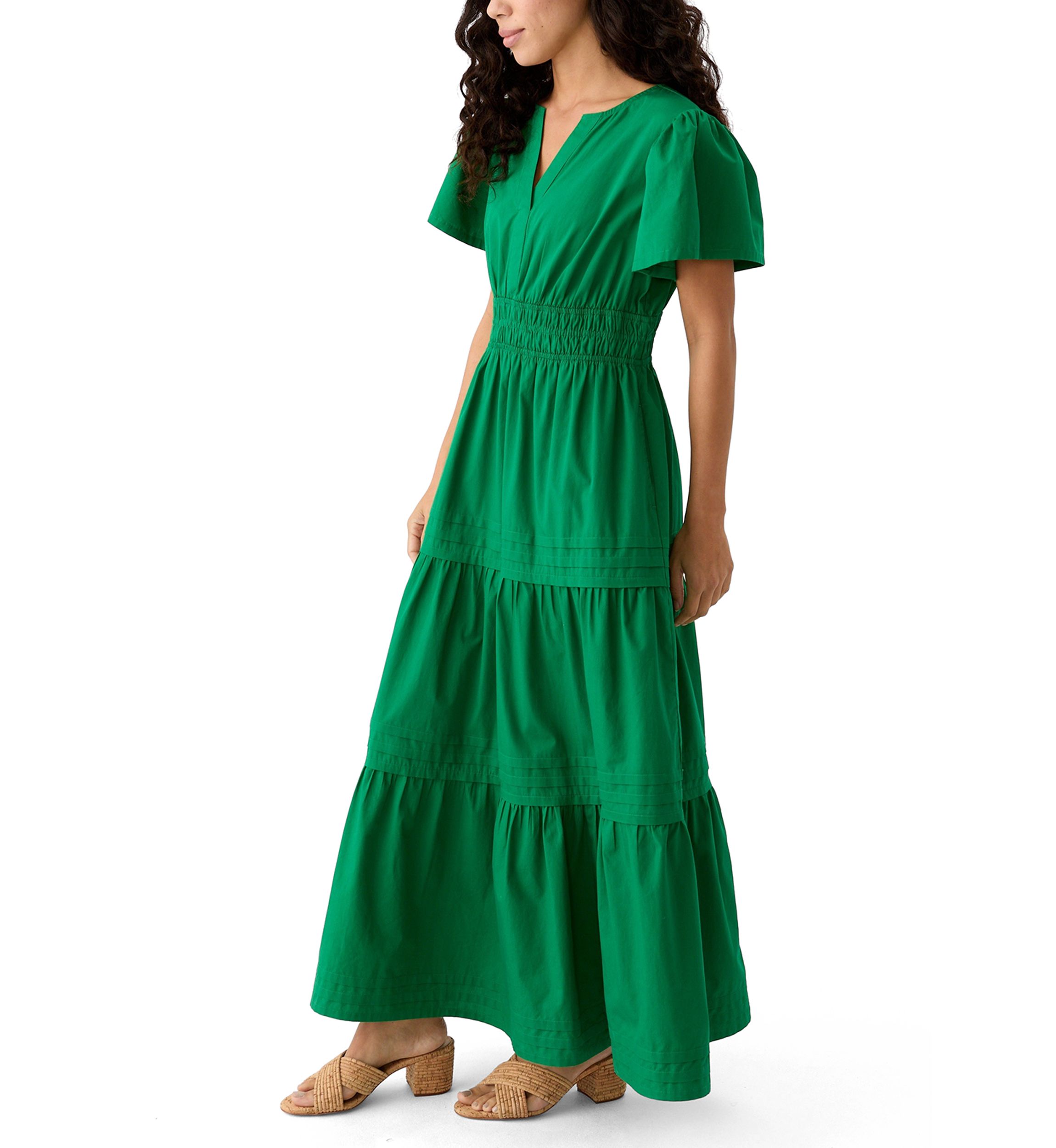 Petite Puff Sleeve Tiered Maxi Dress
