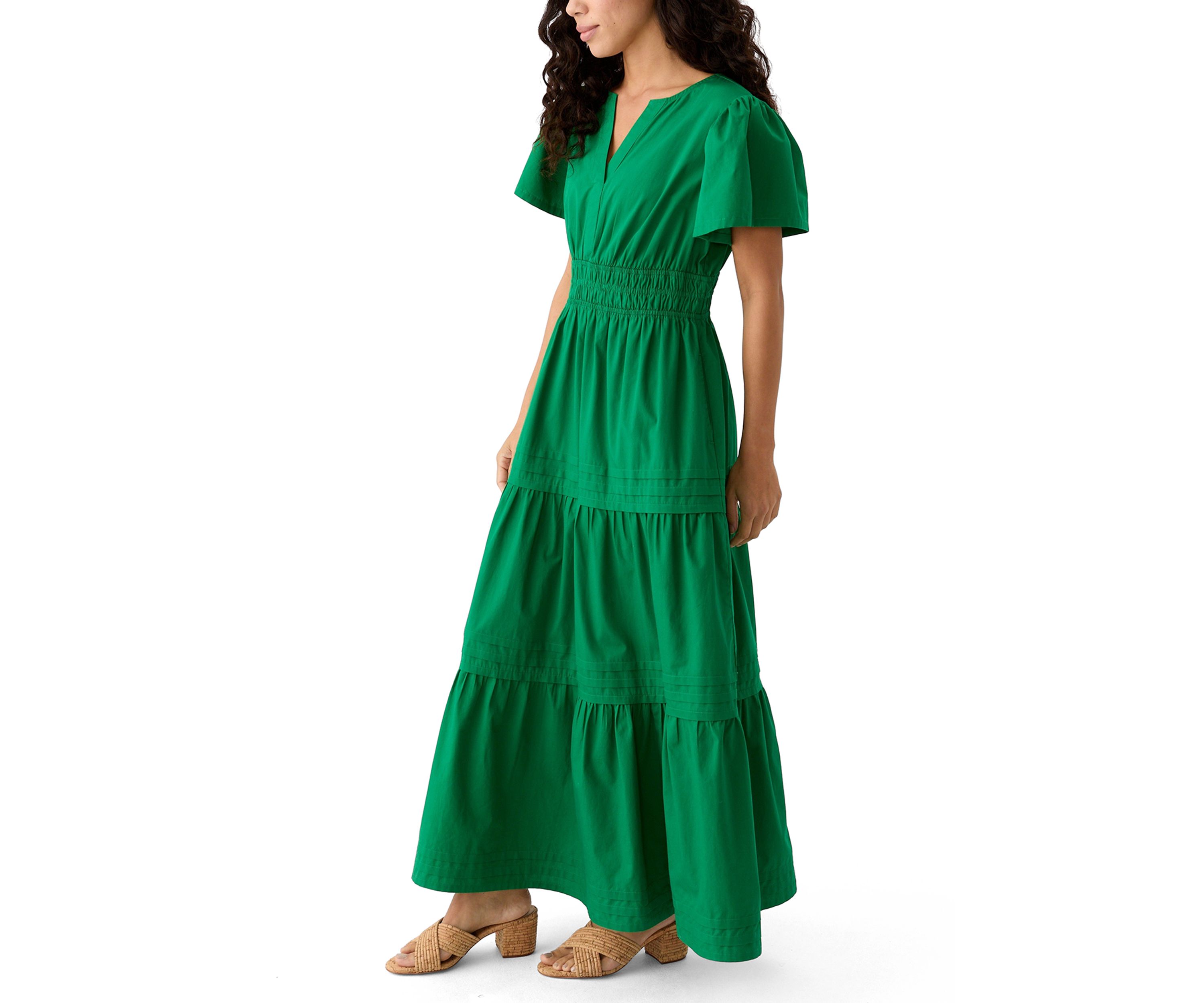 Petite Puff Sleeve Tiered Maxi Dress