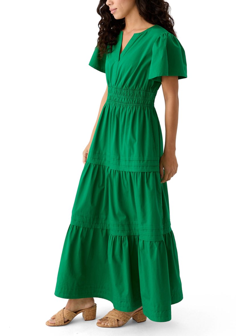 Petite Puff Sleeve Tiered Maxi Dress