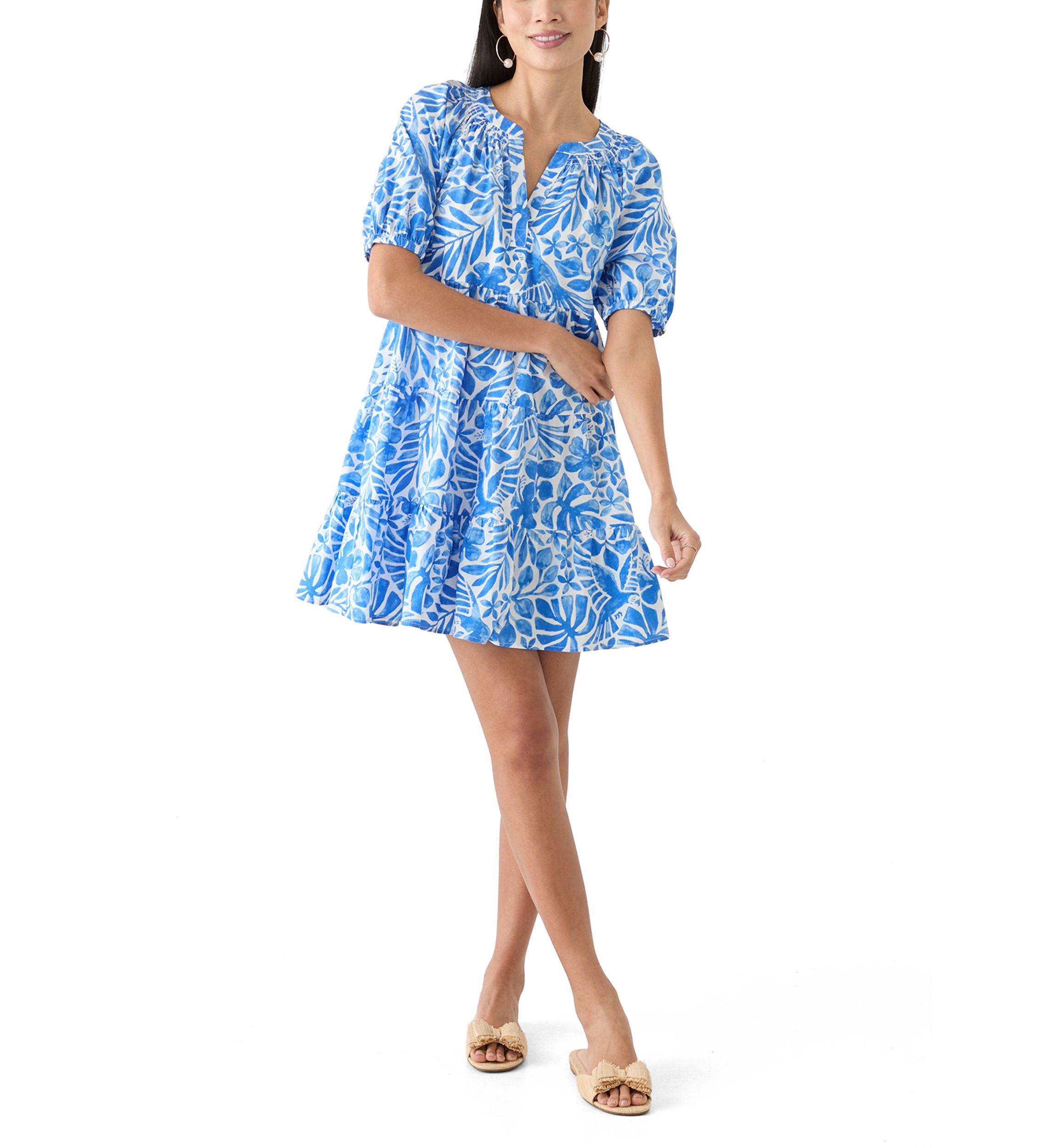Petite Puff Sleeve Peasant Dress