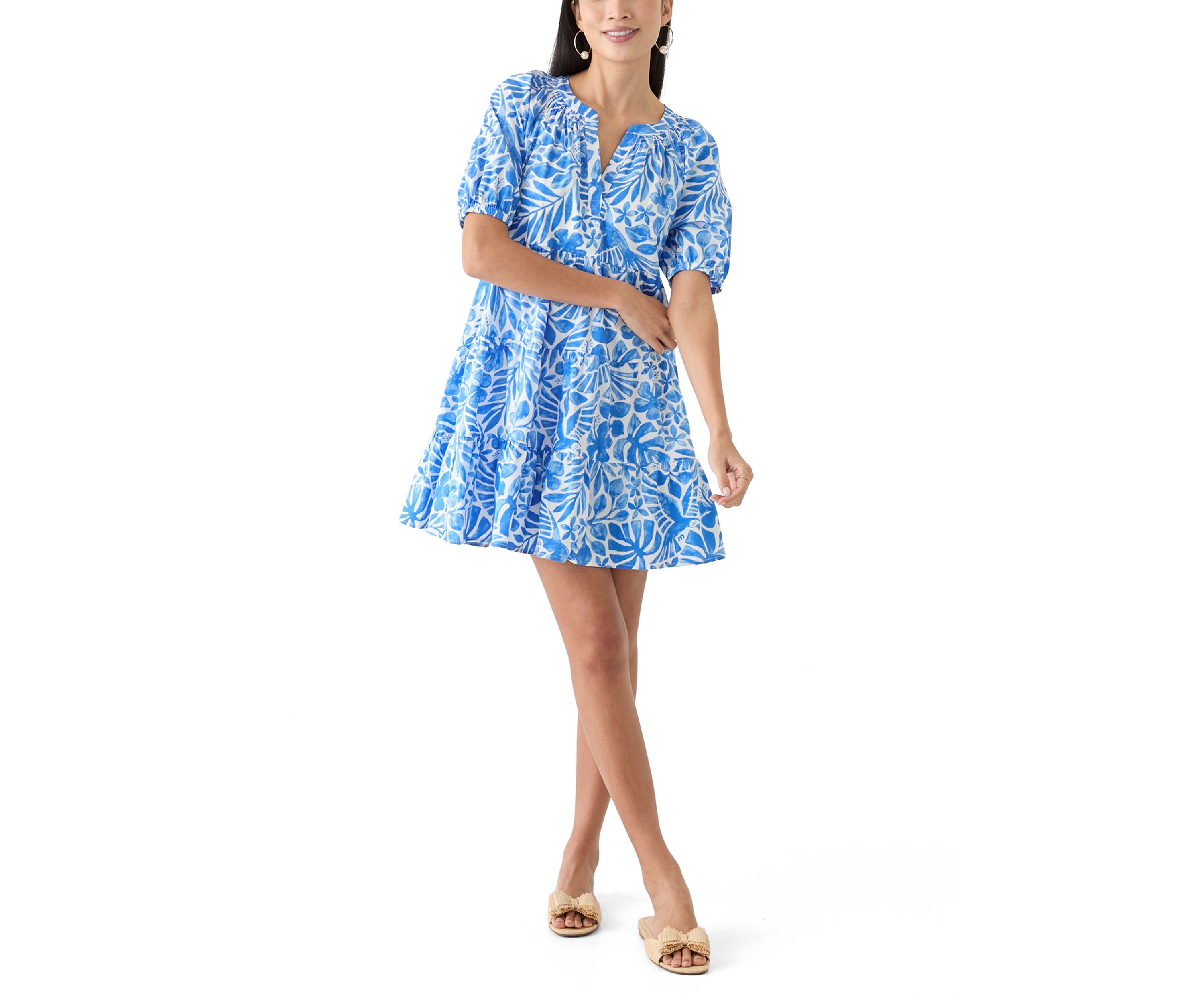 Petite Puff Sleeve Peasant Dress