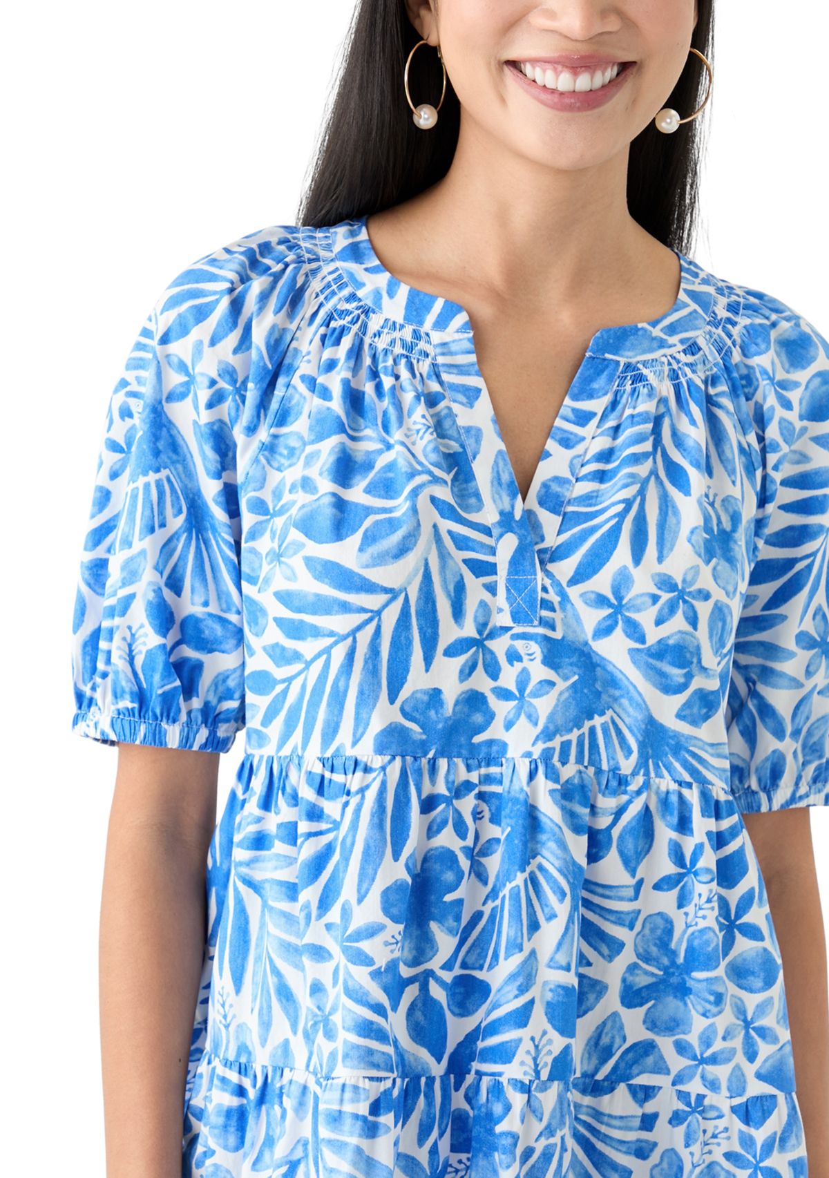 Petite Puff Sleeve Peasant Dress