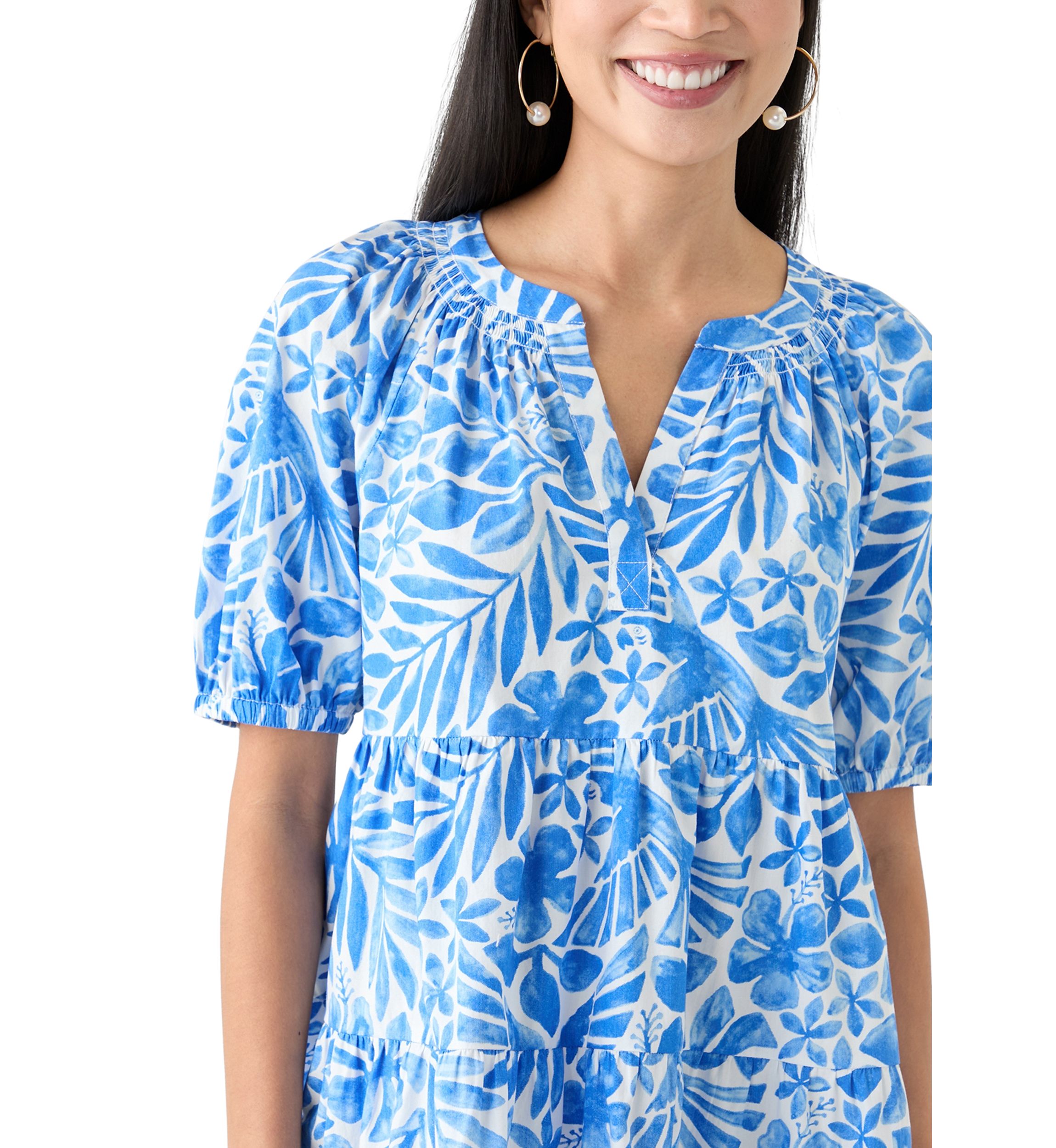 Petite Puff Sleeve Peasant Dress