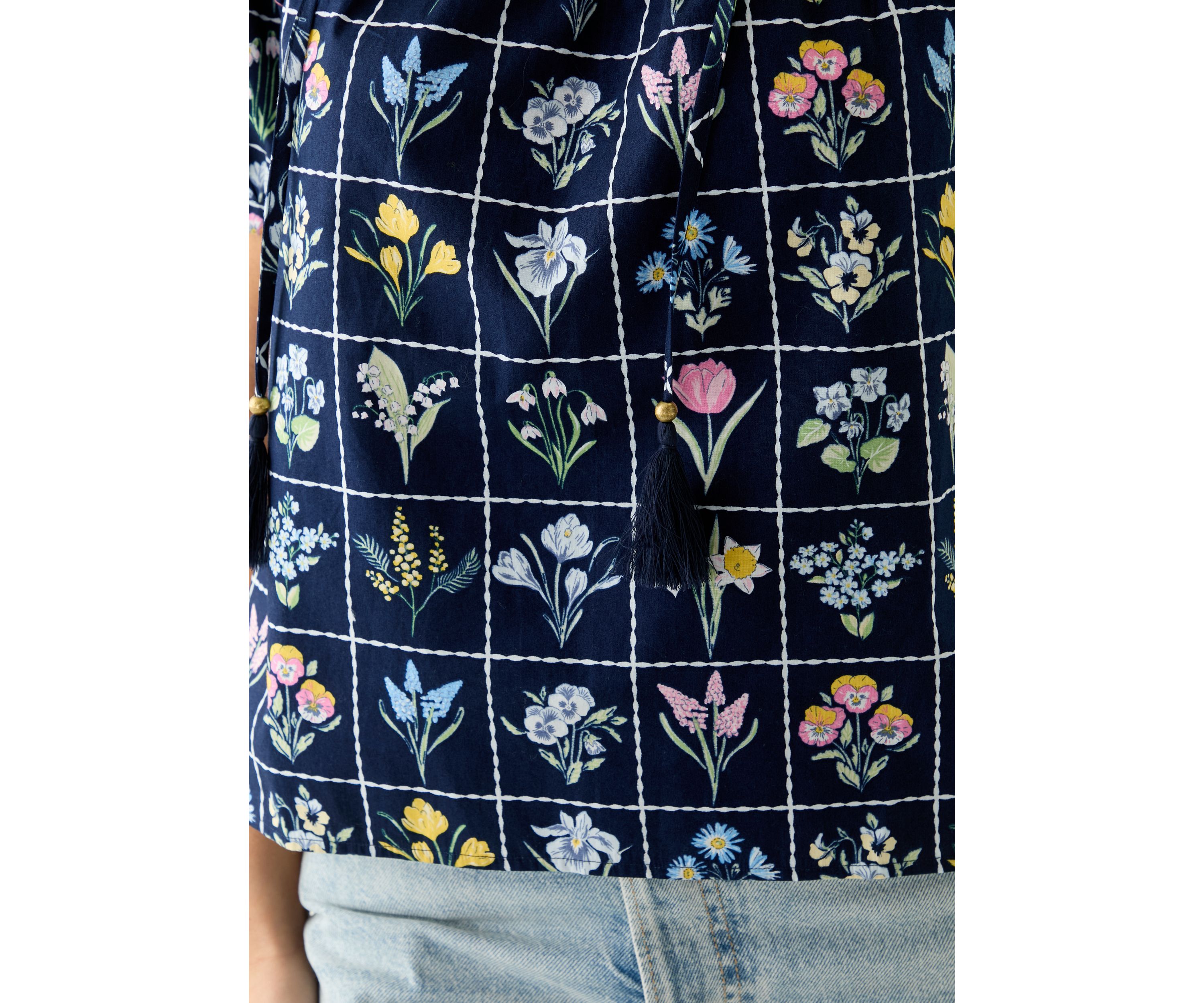 Petite Puff Sleeve Printed Blouse