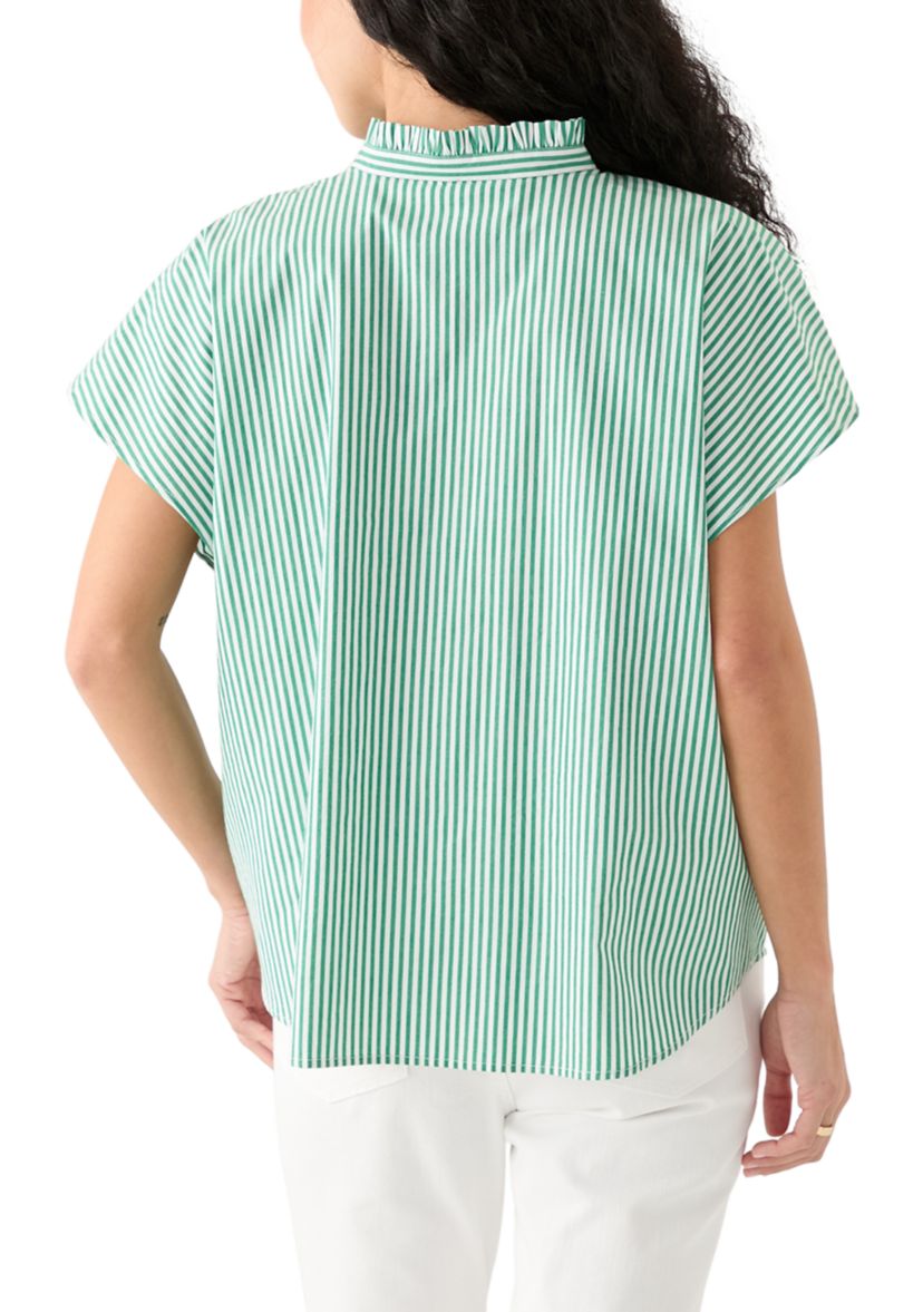 Petite Short Dolman Sleeve Ruffle Neck Top