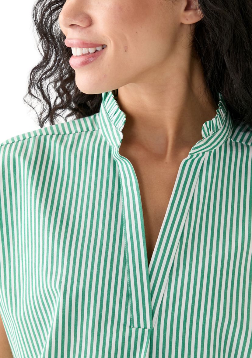 Petite Short Dolman Sleeve Ruffle Neck Top