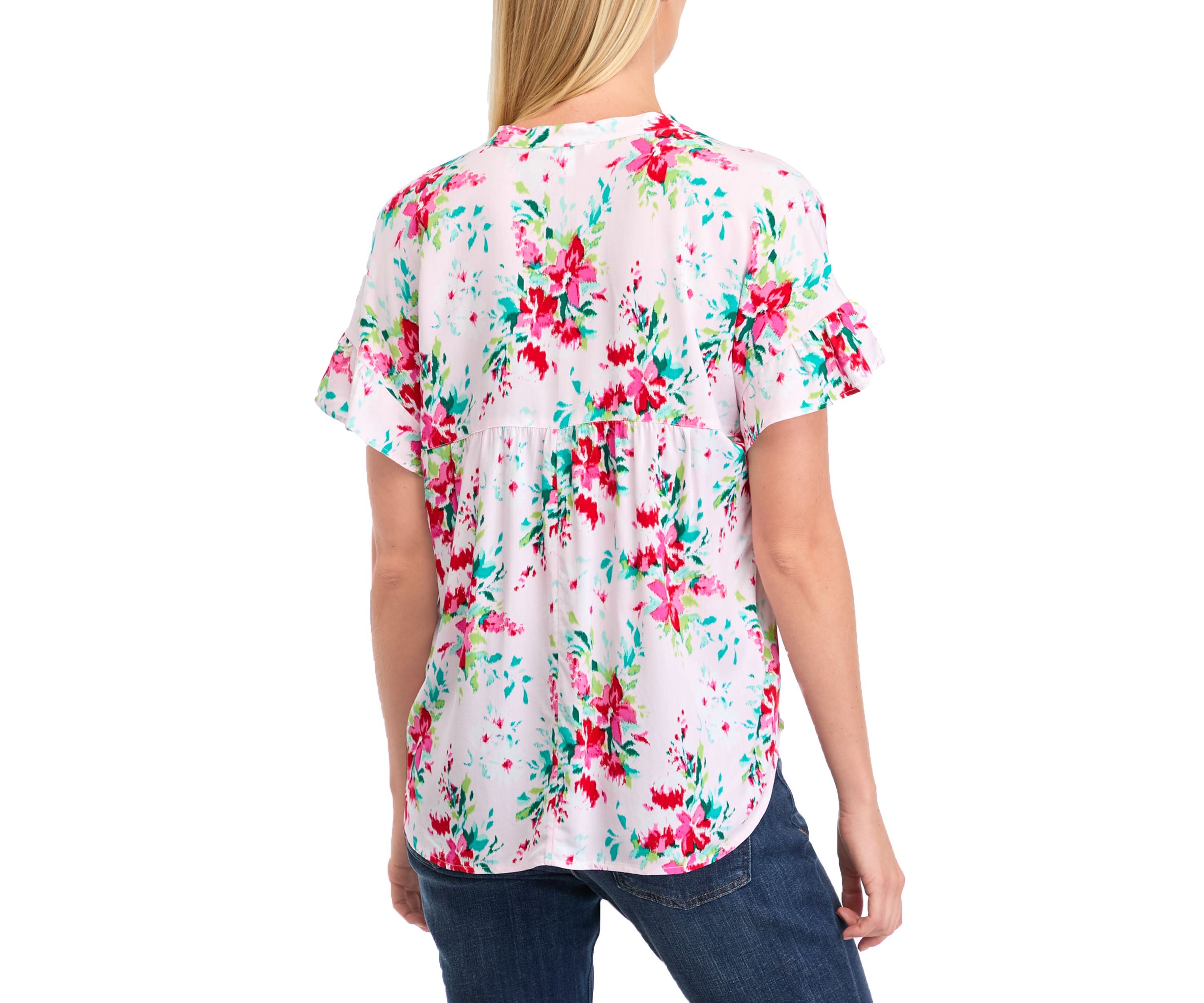 Petite Flutter Sleeve Floral Top 