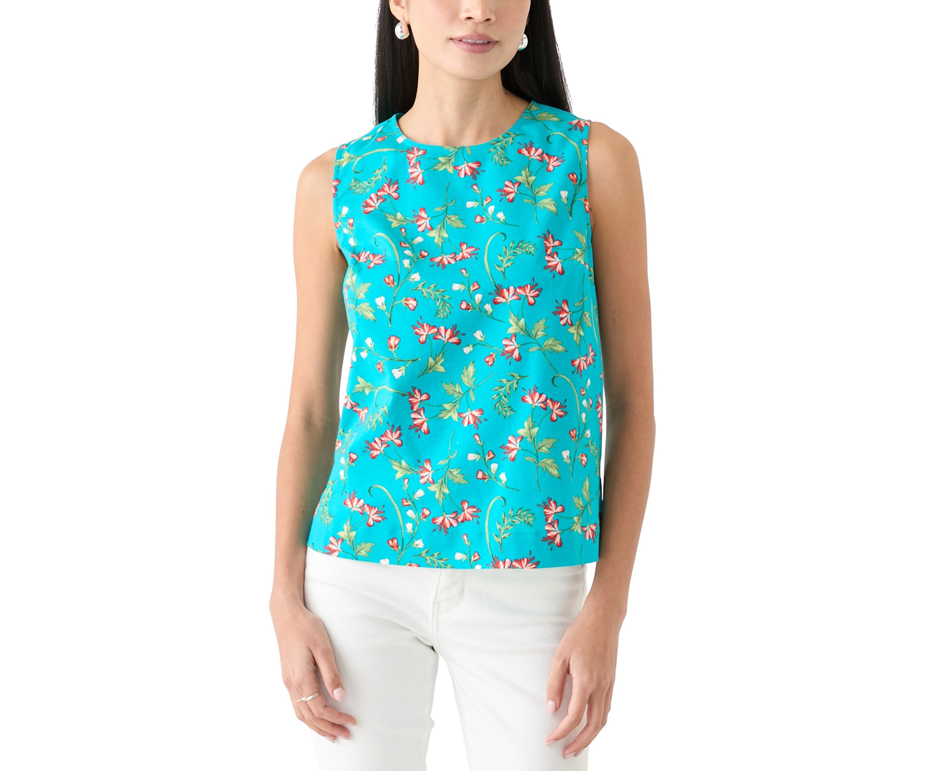 Petite Sleeveless Printed A-Line Top 