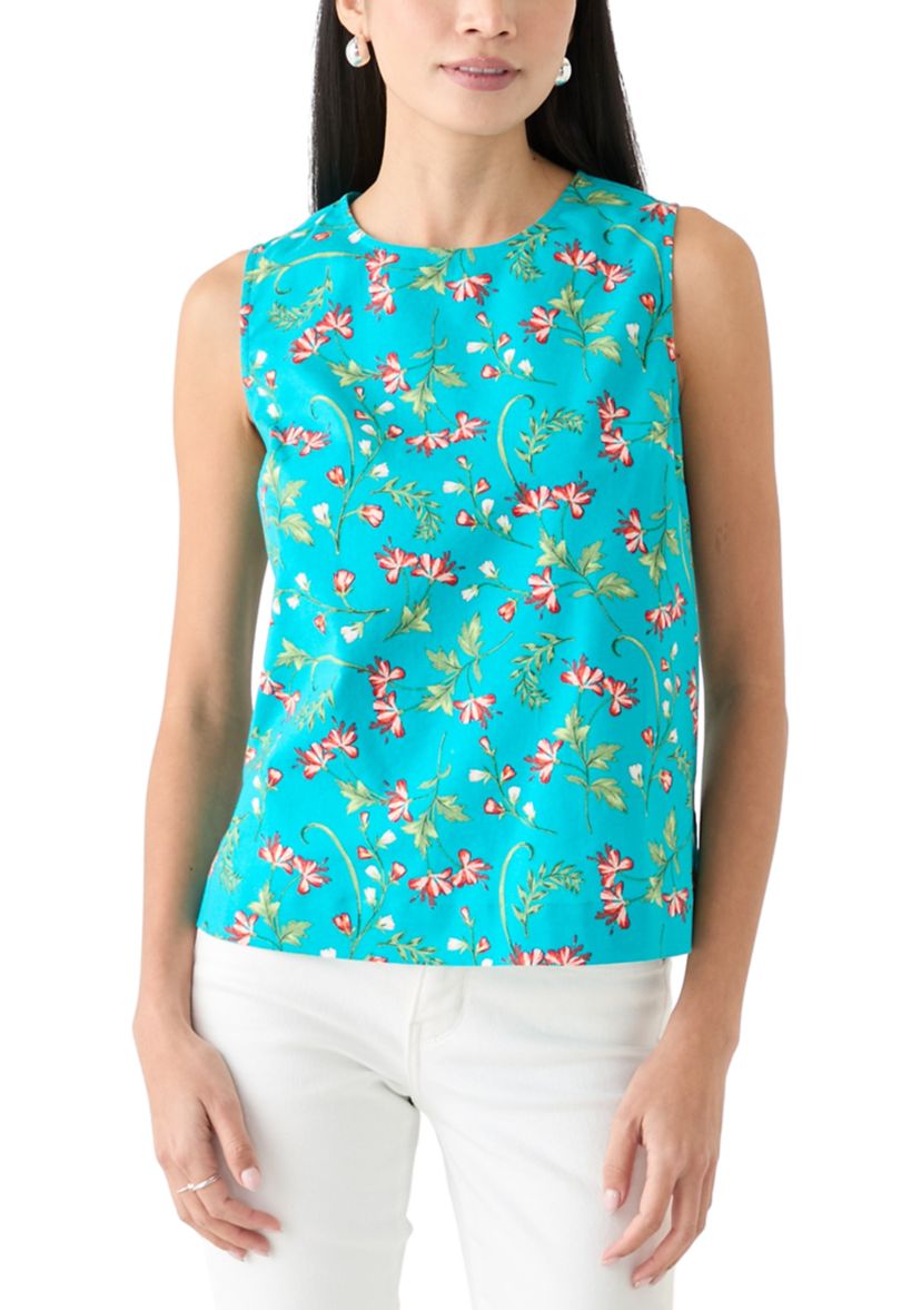 Petite Sleeveless Printed A-Line Top 