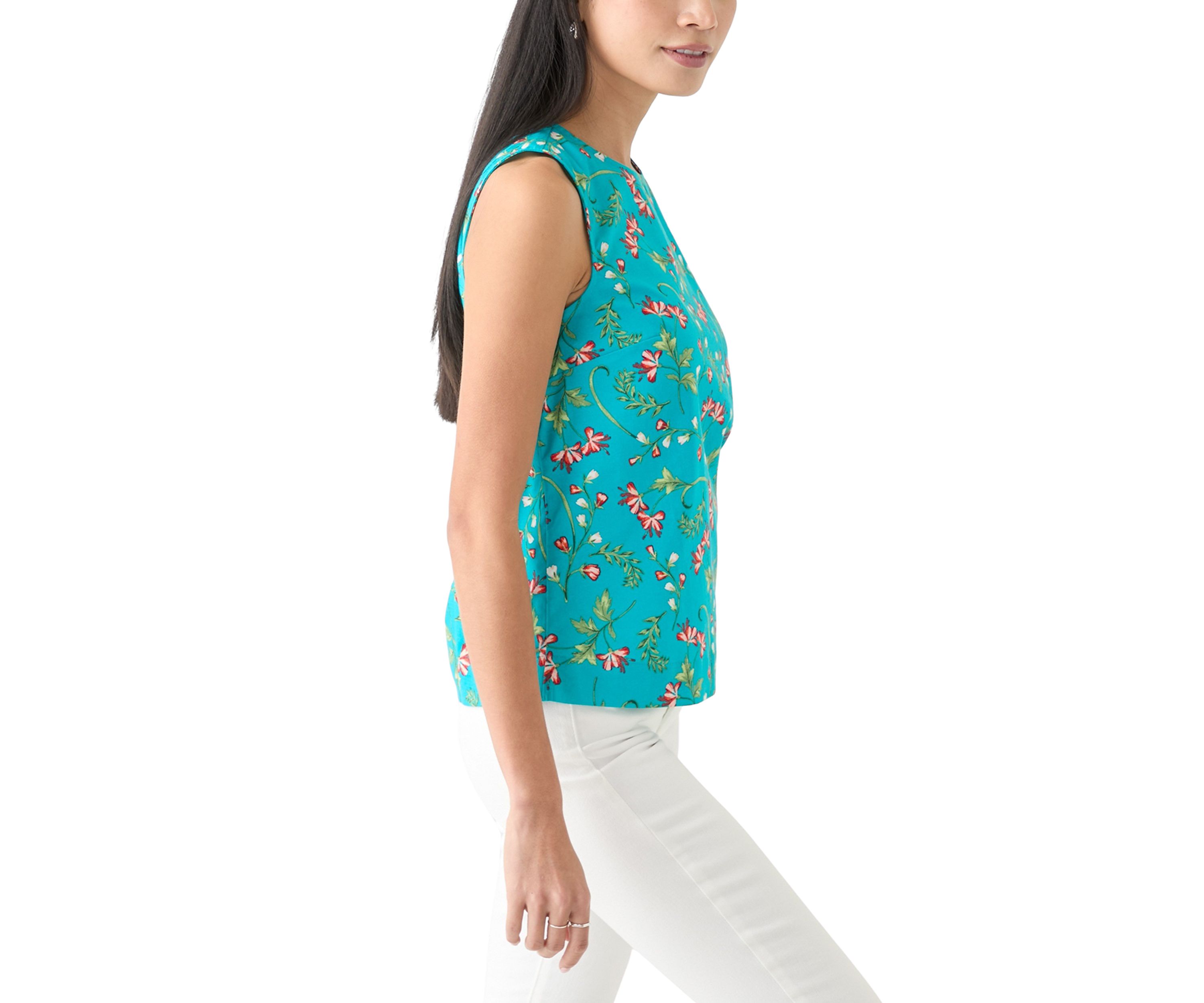 Petite Sleeveless Printed A-Line Top 